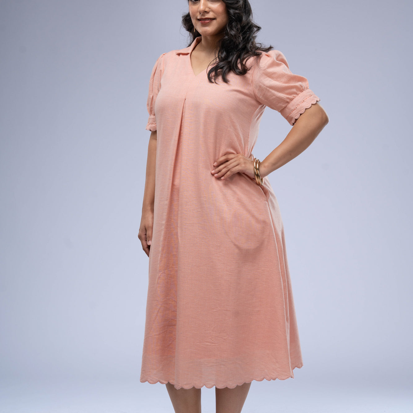 Gulab Khadi Solid Dress