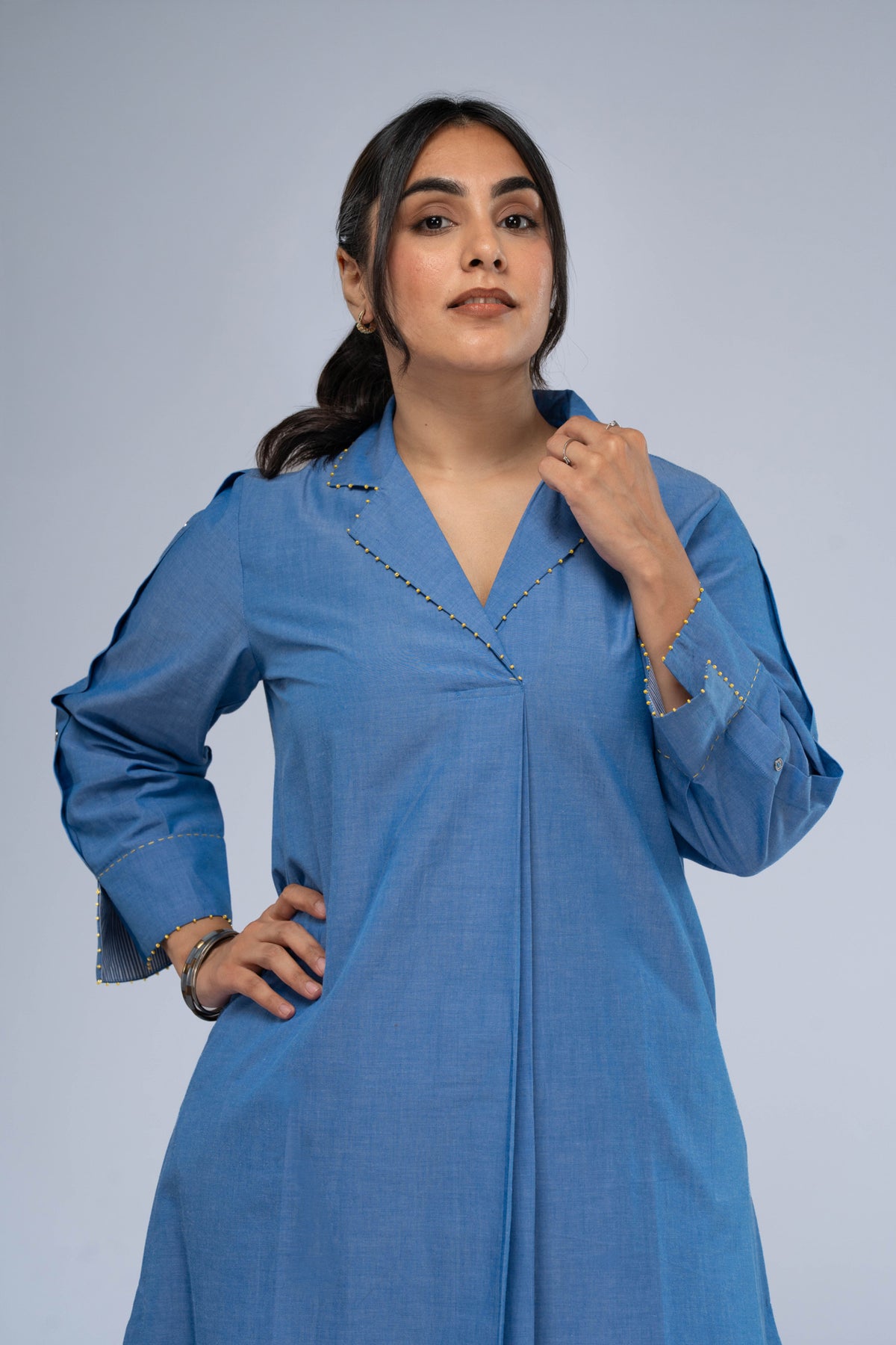 Nila Chambray Kurta Set