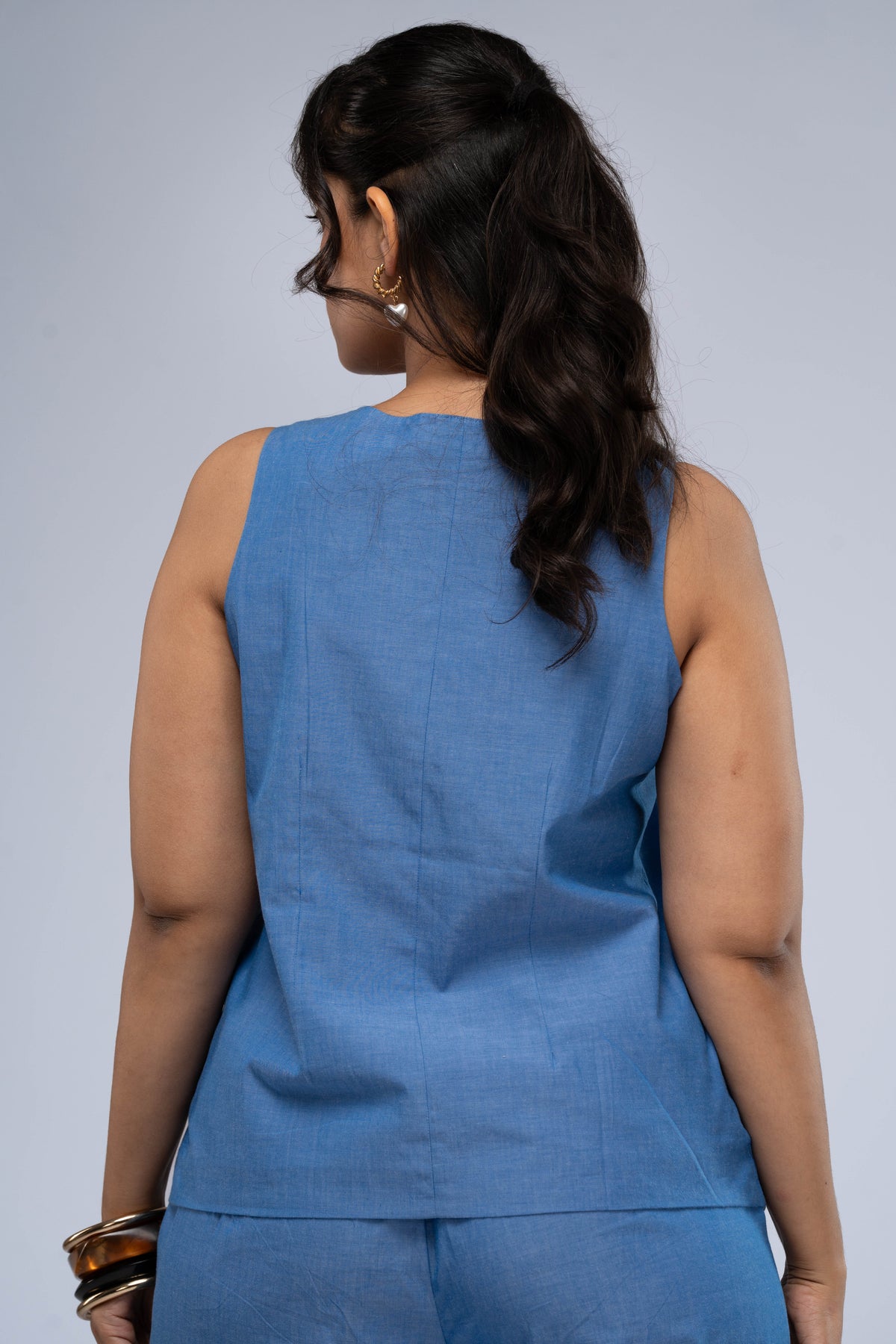 Saanjh Chambray Waistcoat Set