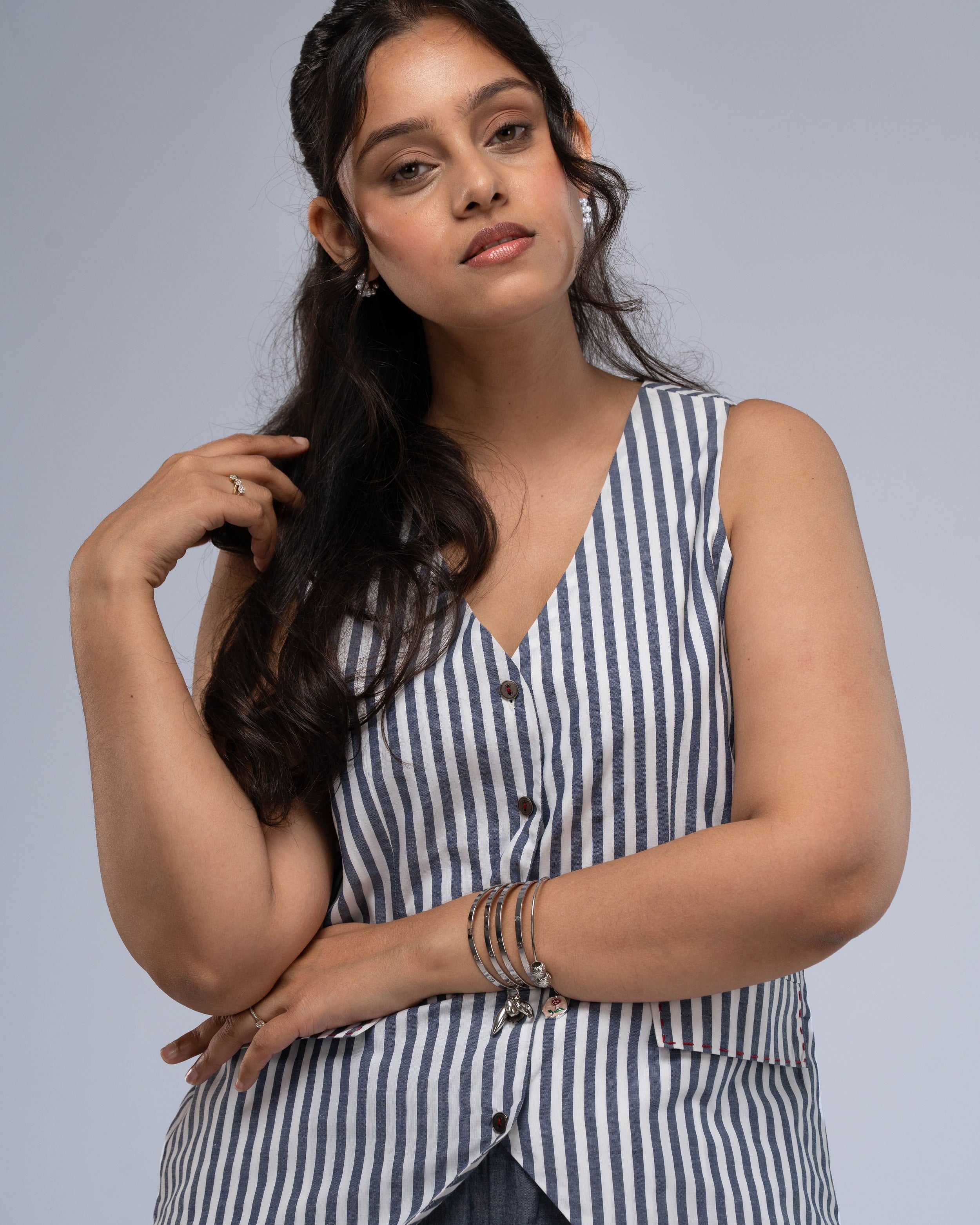Sawan Chambray Waistcoat Set