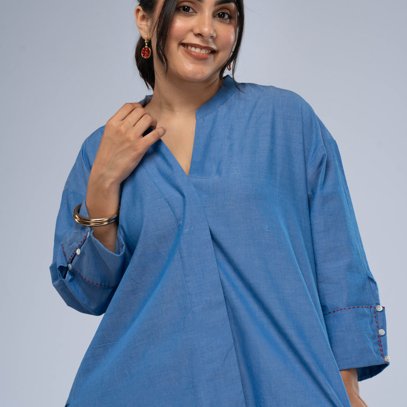 Nadi Chambray Short Kurta Set