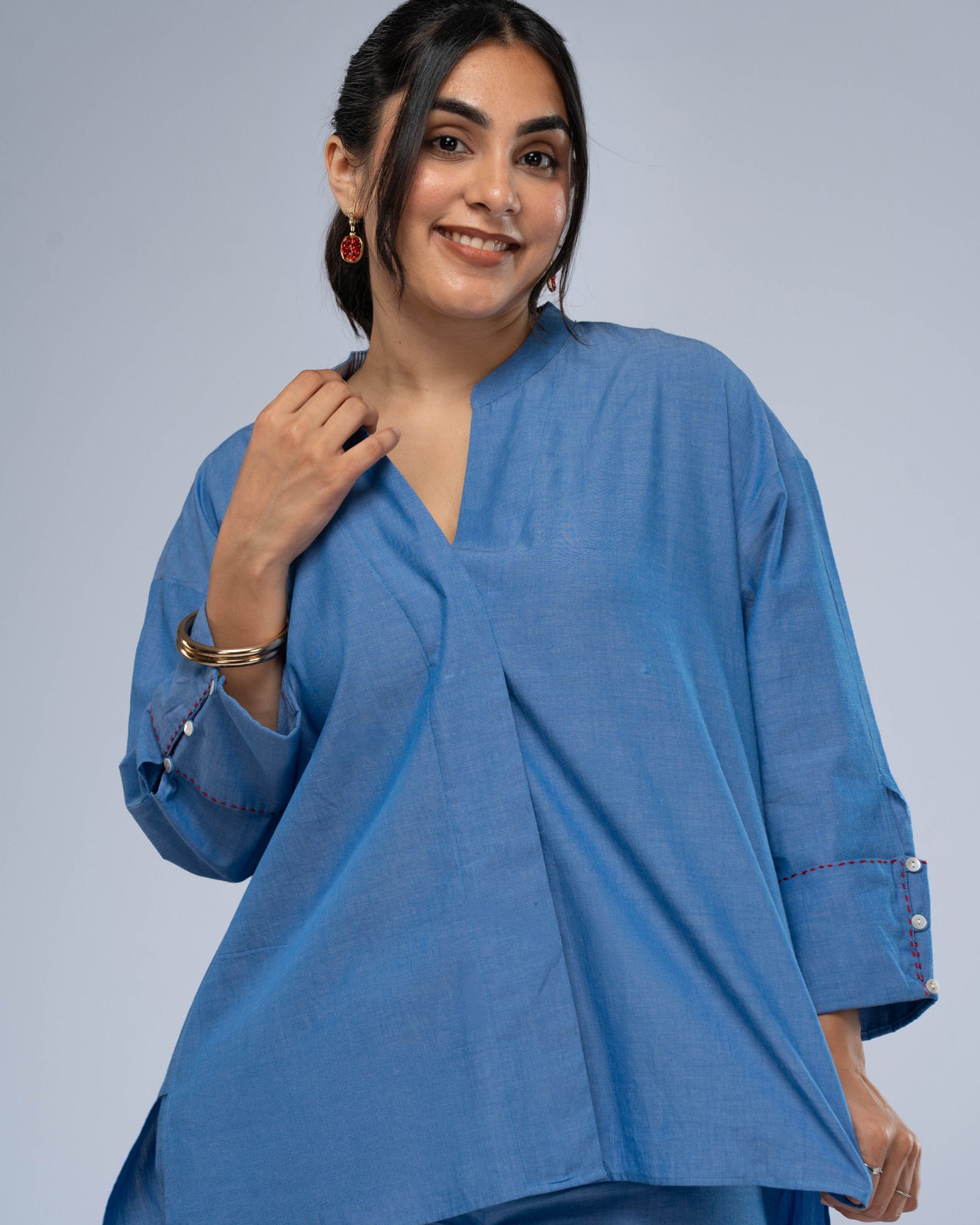 Nadi Chambray Short Kurta Set
