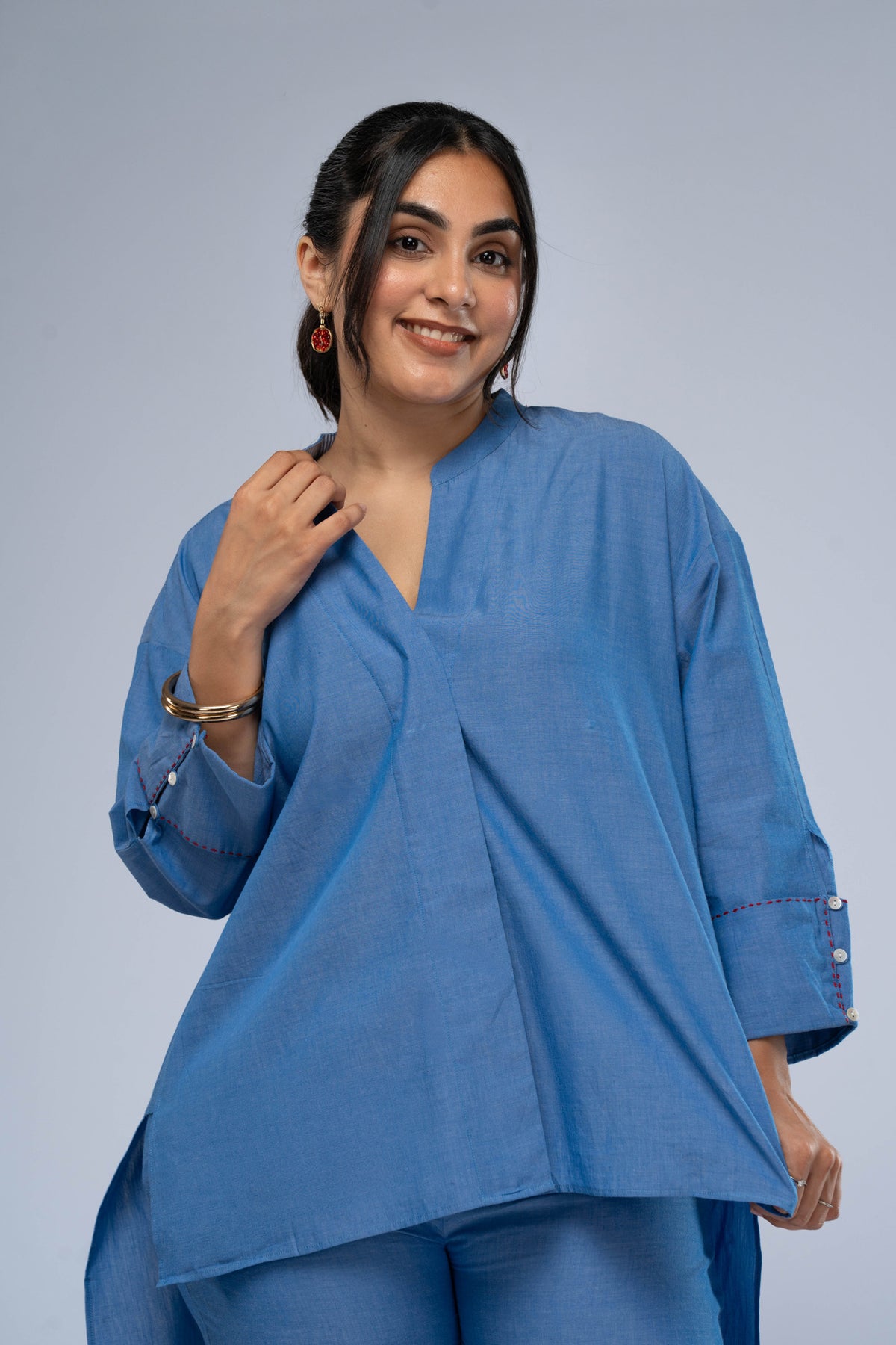 Nadi Chambray Short Kurta Set
