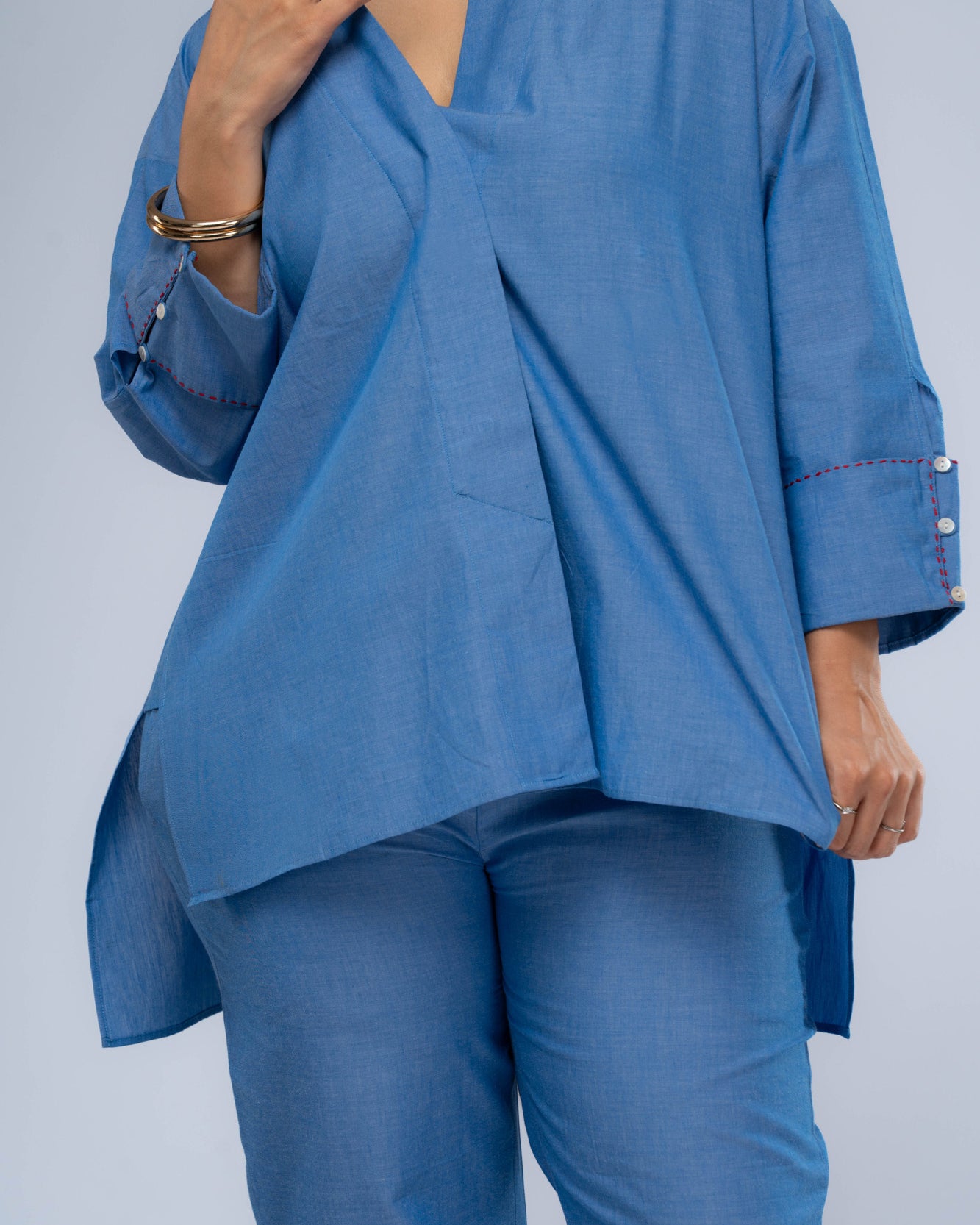 Nadi Chambray Short Kurta Set