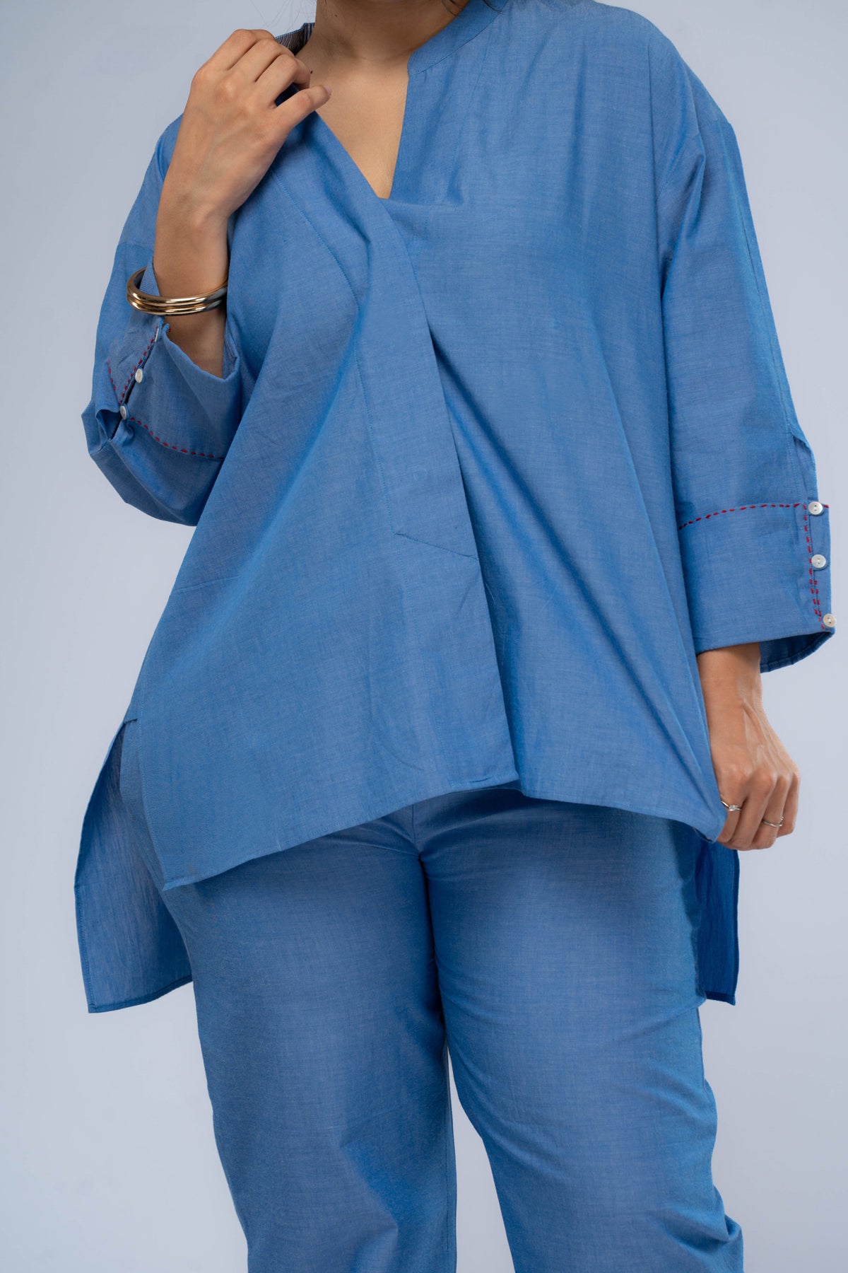 Nadi Chambray Short Kurta Set