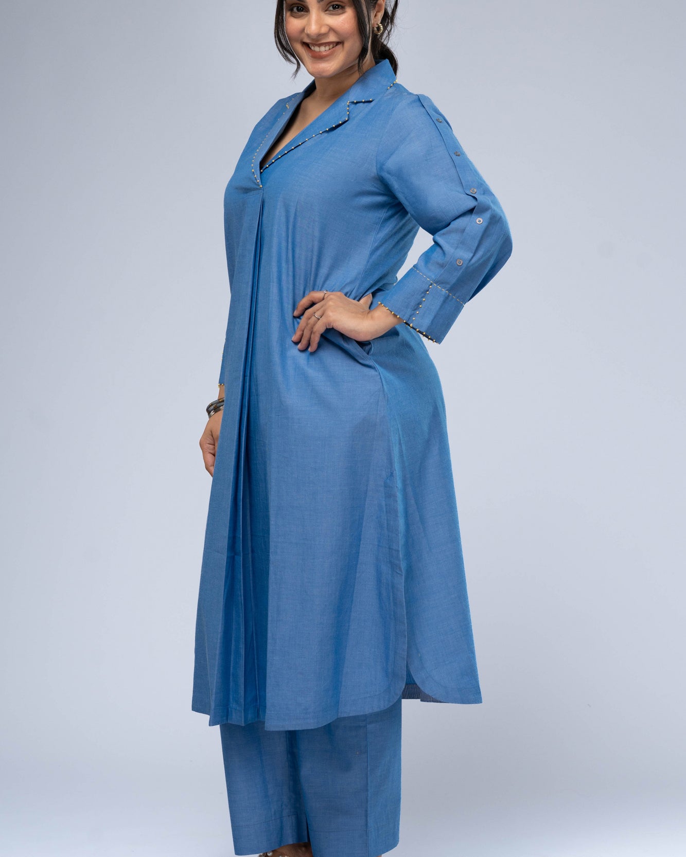 Nila Chambray Kurta Set
