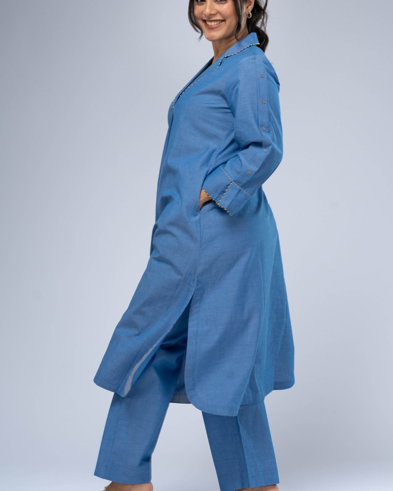 Nila Chambray Kurta Set