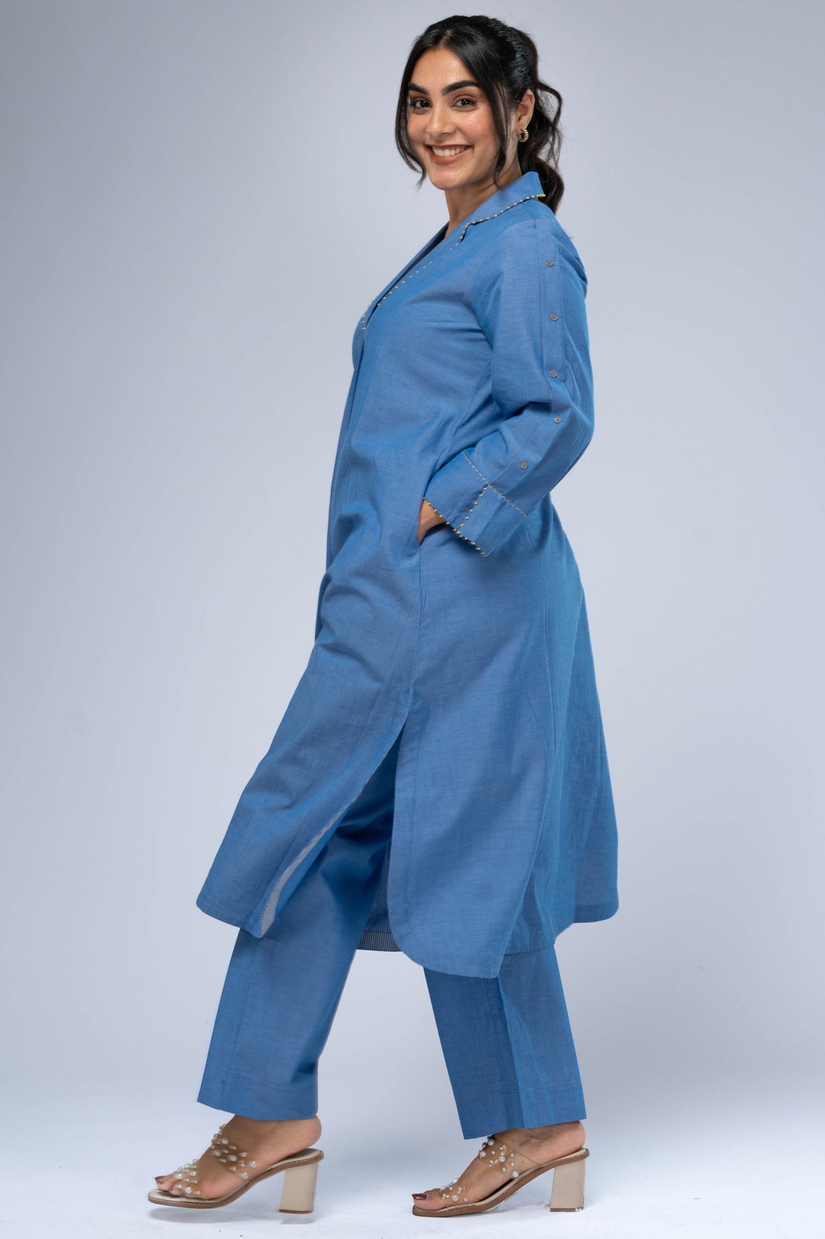 Nila Chambray Kurta Set