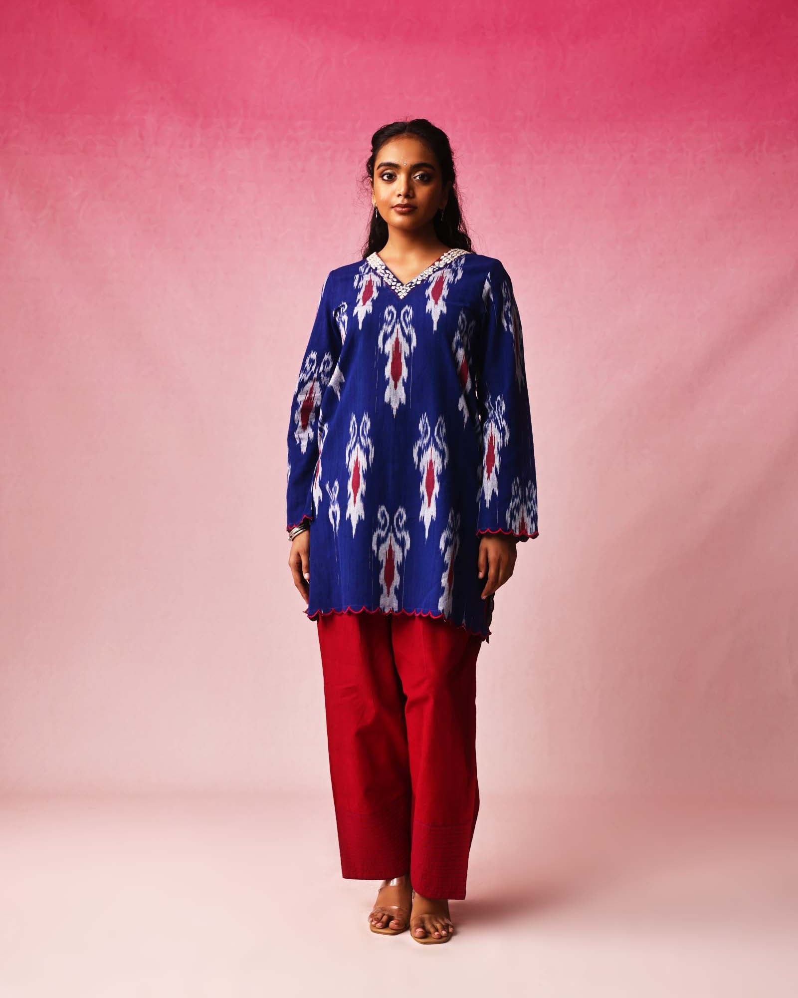 Ambara Ikkat Kurta in Blue by Lavira