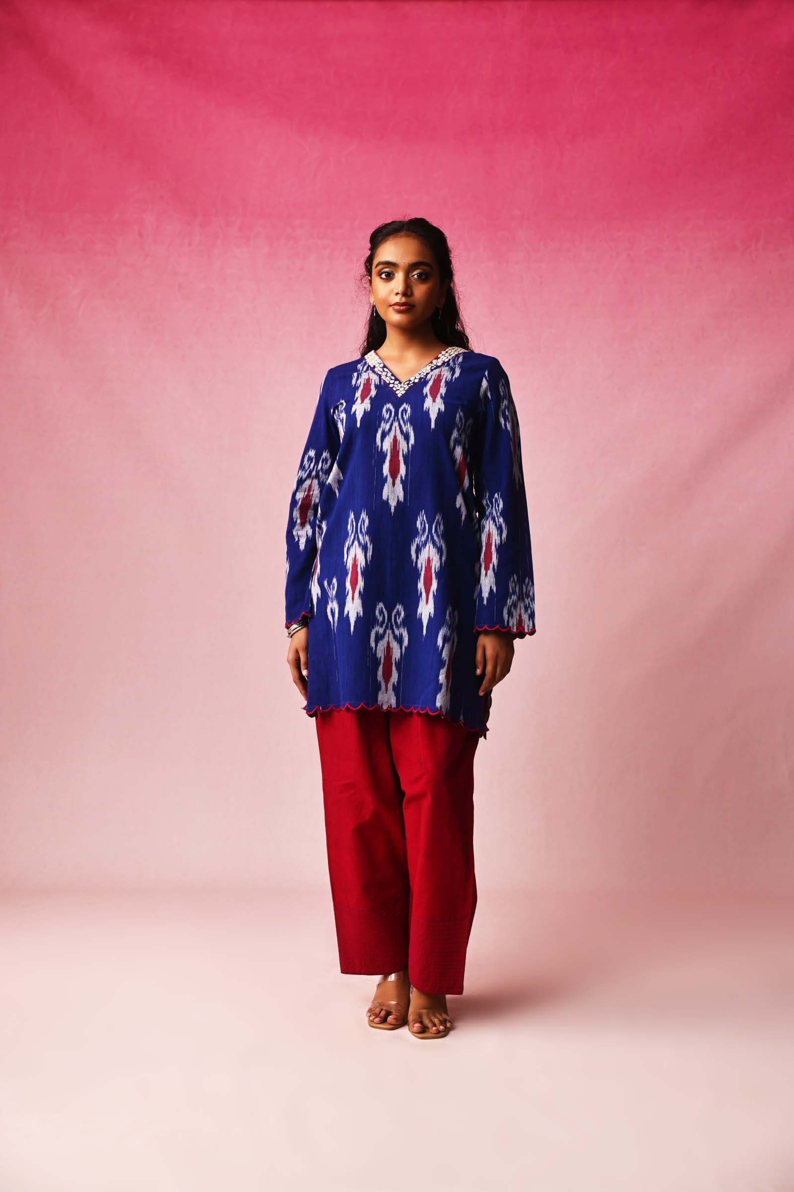 Ambara Ikkat Kurta in Blue by Lavira