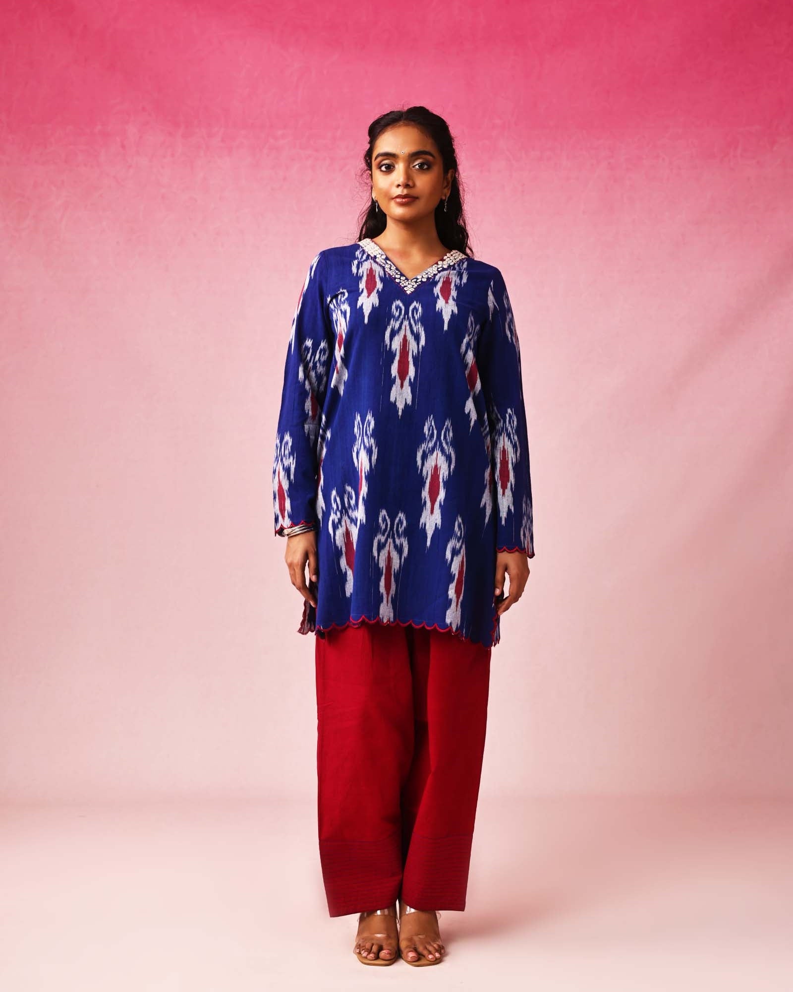 Ambara Ikkat Kurta in Blue by Lavira