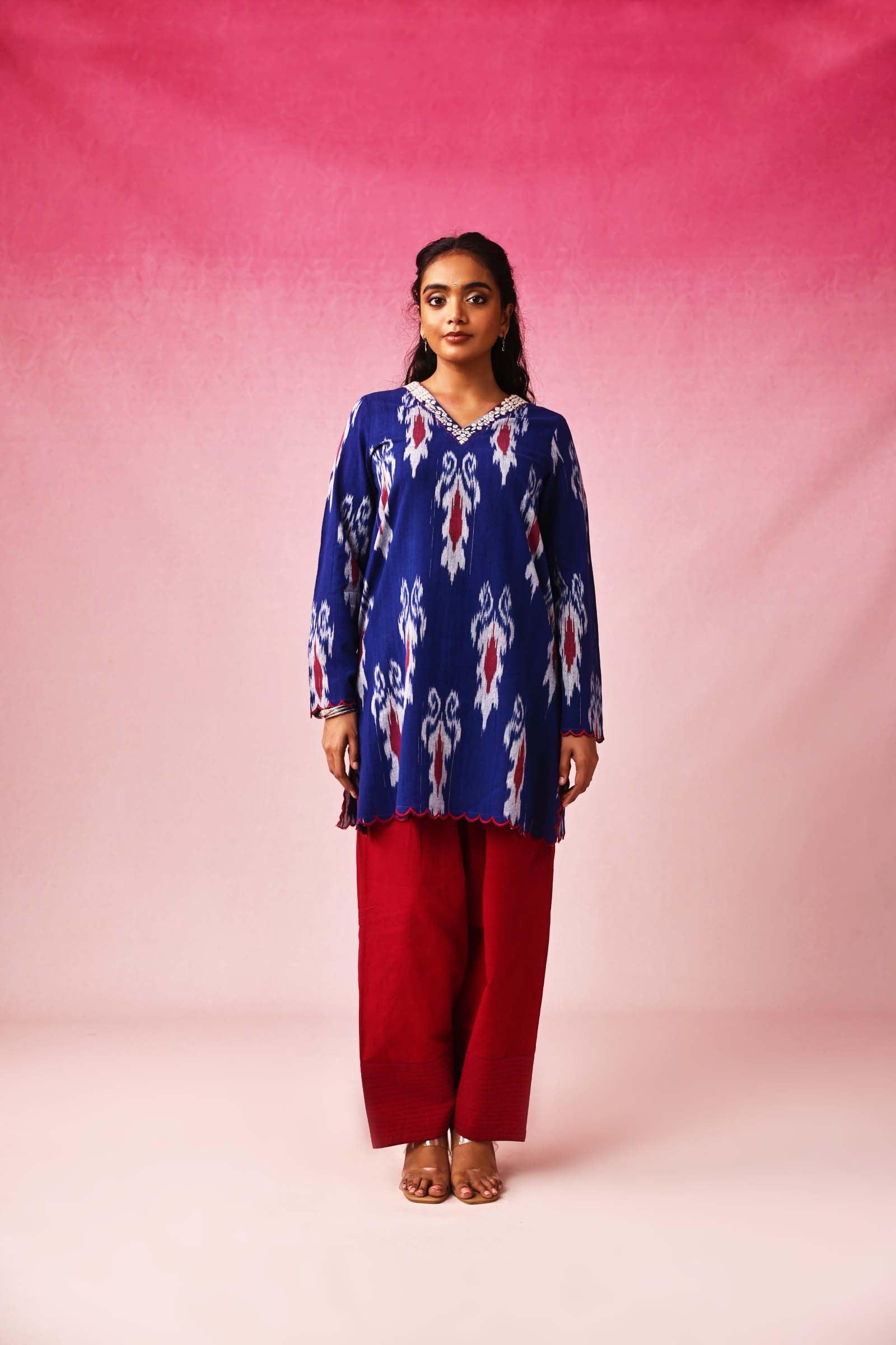 Ambara Ikkat Kurta in Blue by Lavira