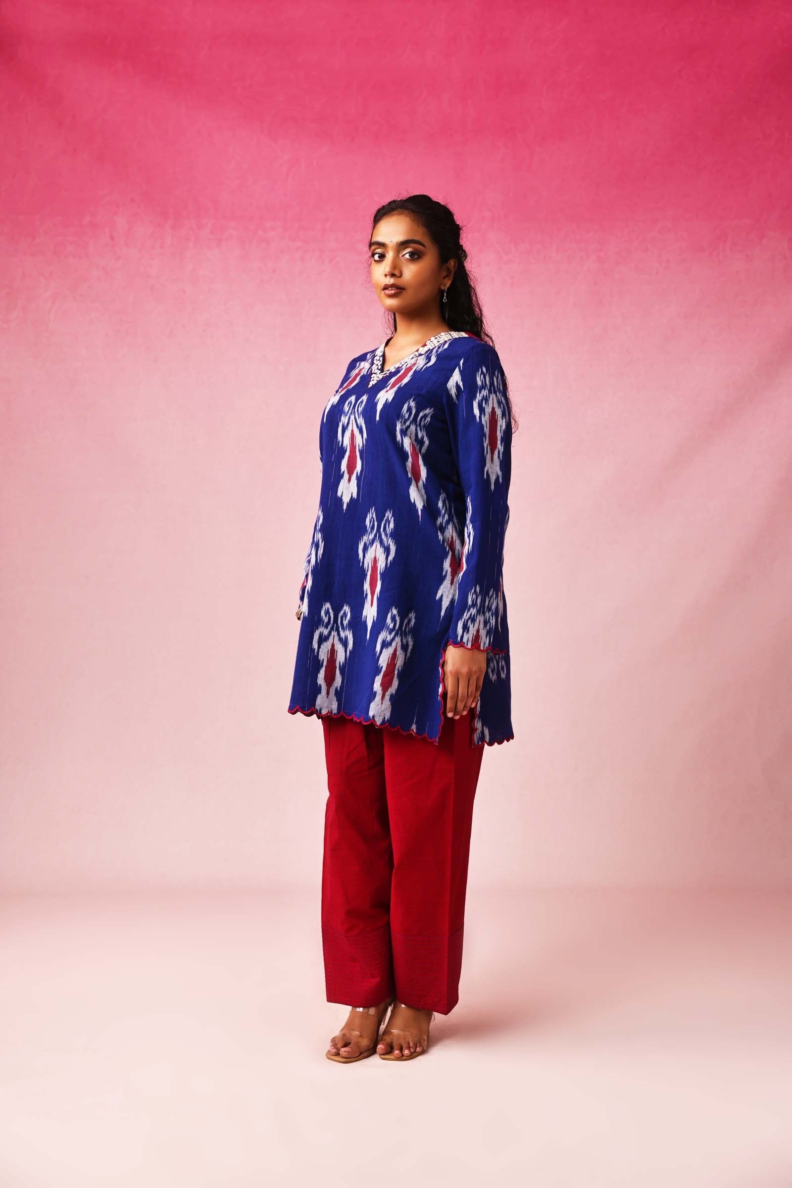 Ambara Ikkat Kurta in Blue by Lavira