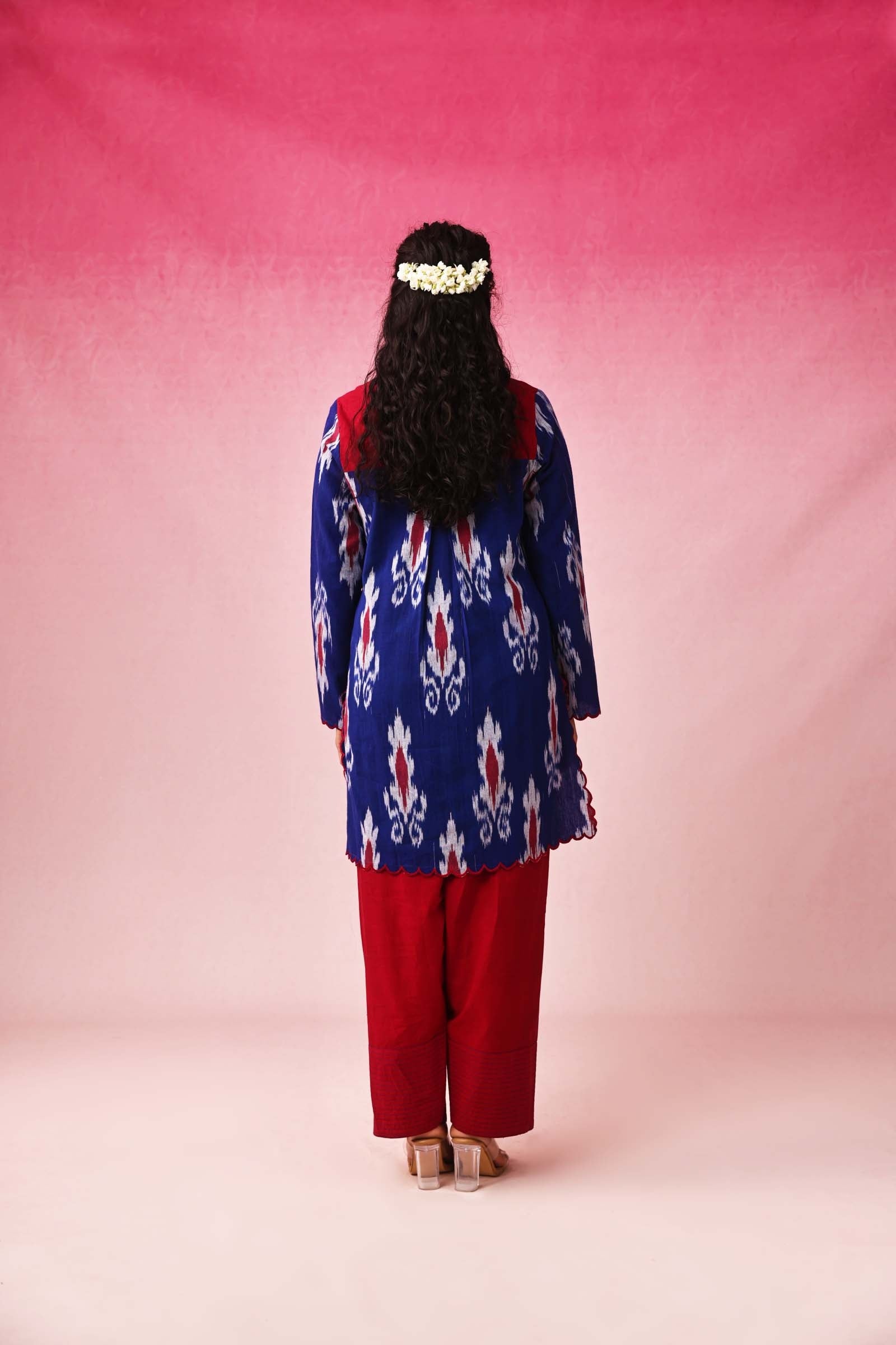 Ambara Ikkat Kurta in Blue by Lavira