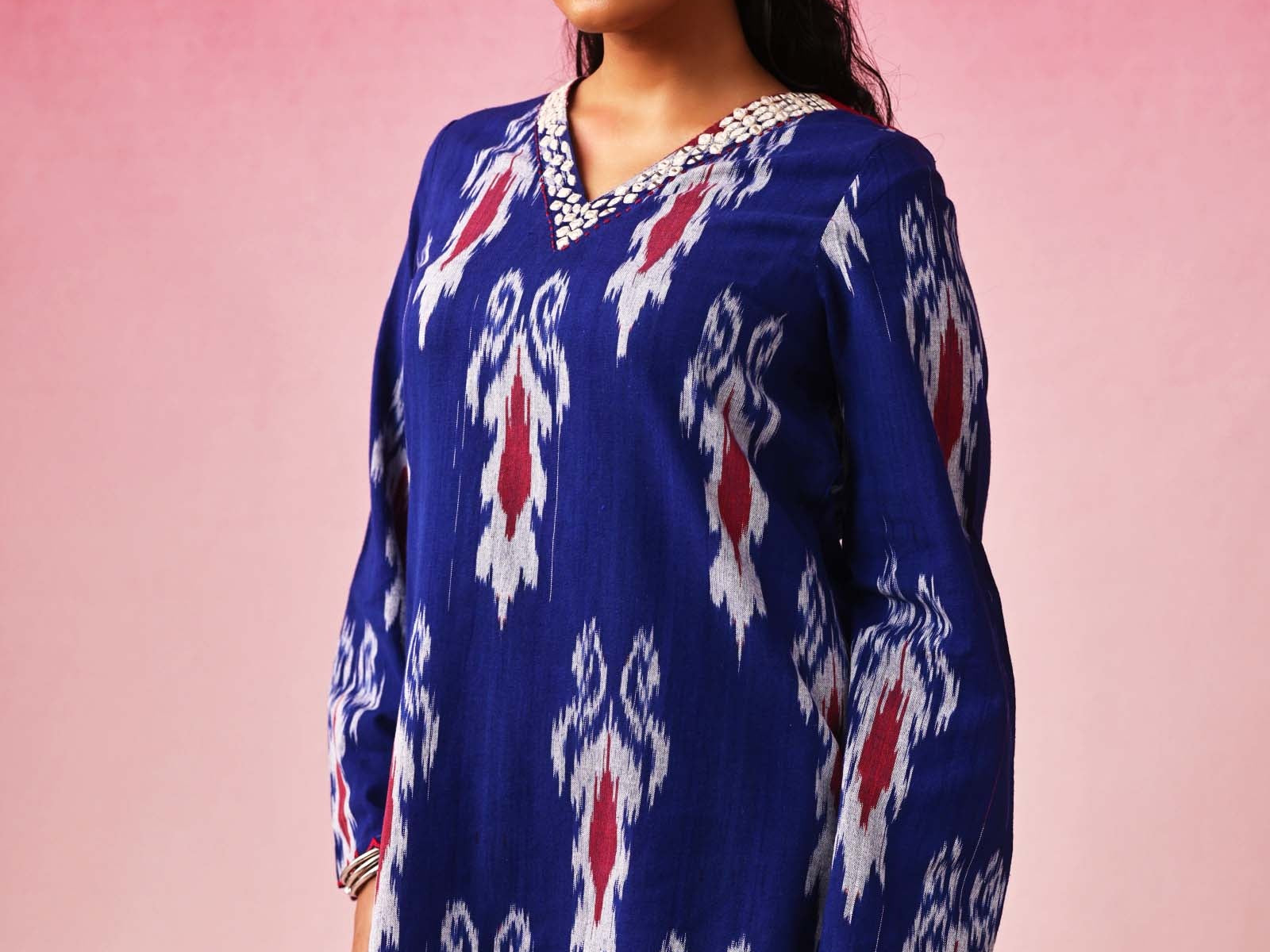 Ambara Ikkat Kurta in Blue by Lavira