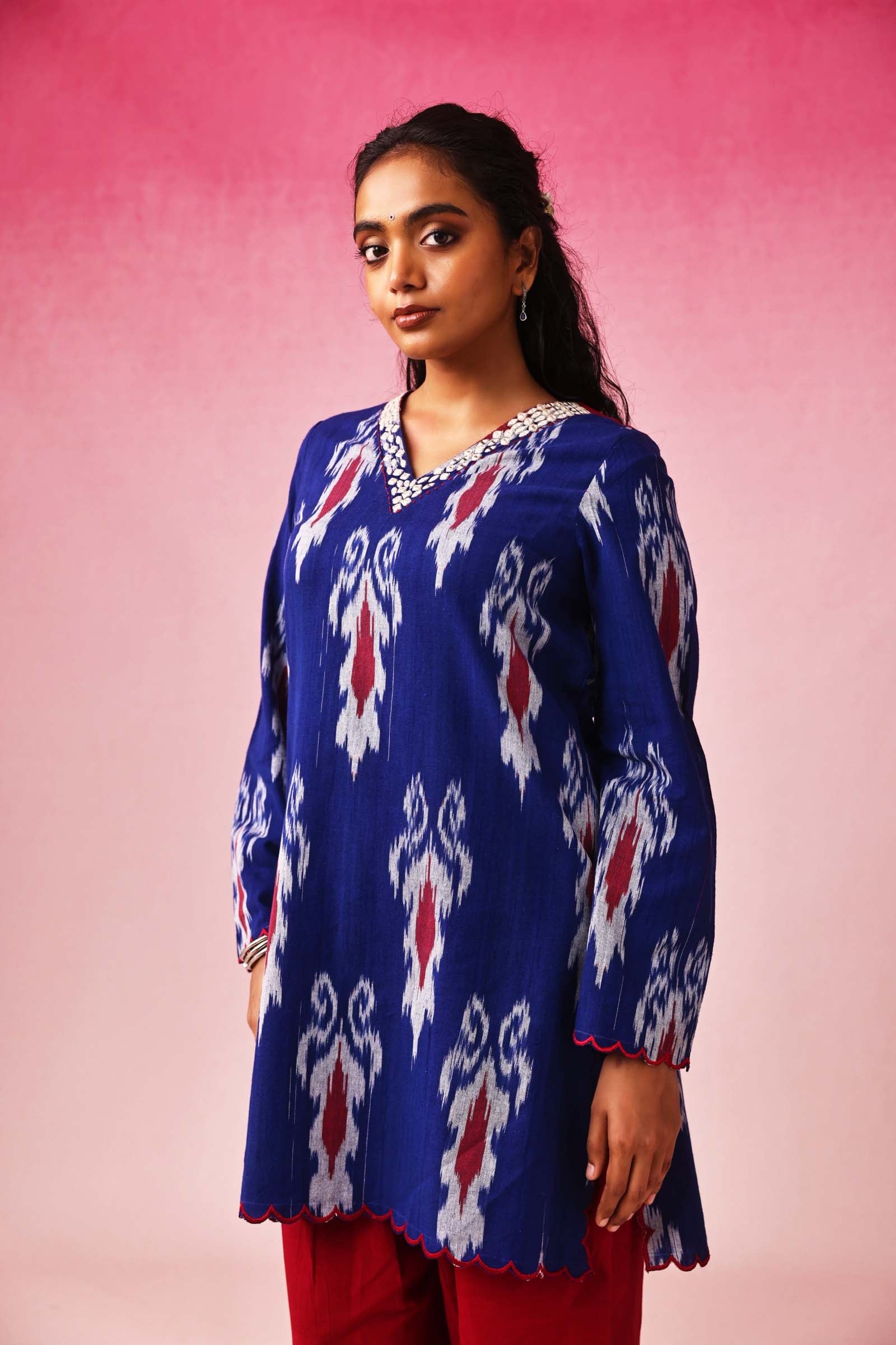 Ambara Ikkat Kurta in Blue by Lavira
