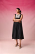 Anjana Cotton Dobby Dress in Black by Lavira