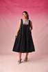 Anjana Cotton Dobby Dress in Black by Lavira