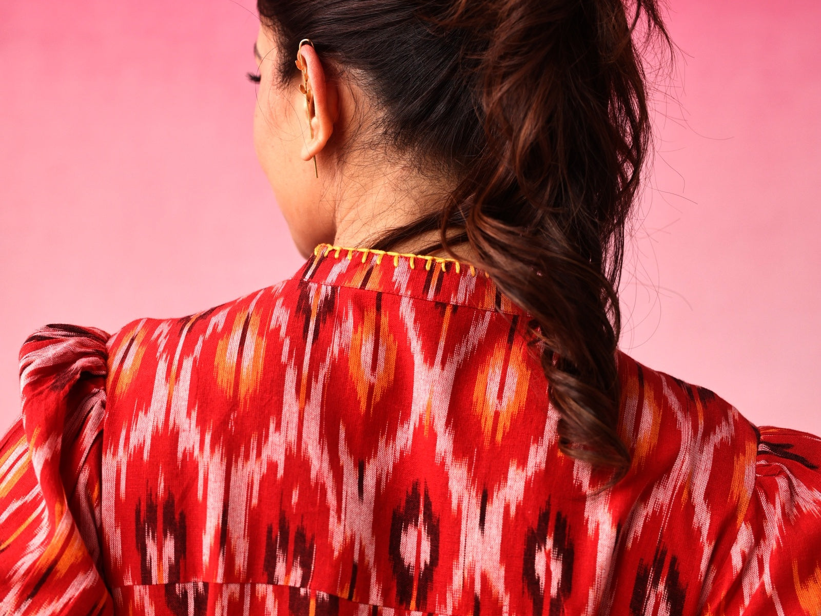Bindu Ikkat Dress in Red by Lavira