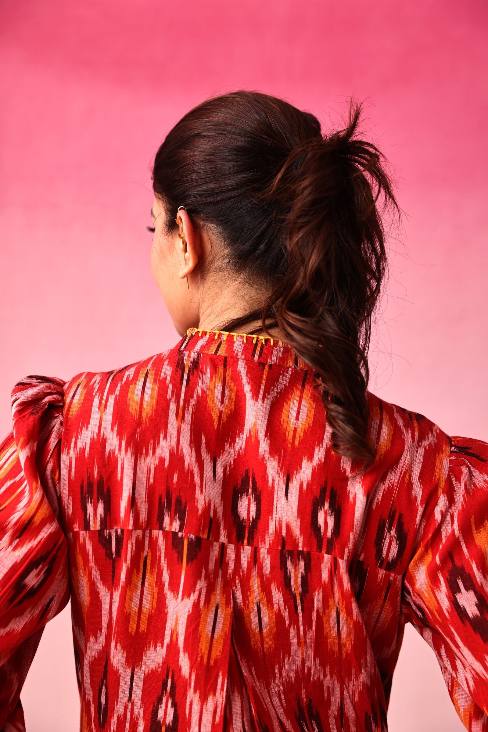 Bindu Ikkat Dress in Red by Lavira