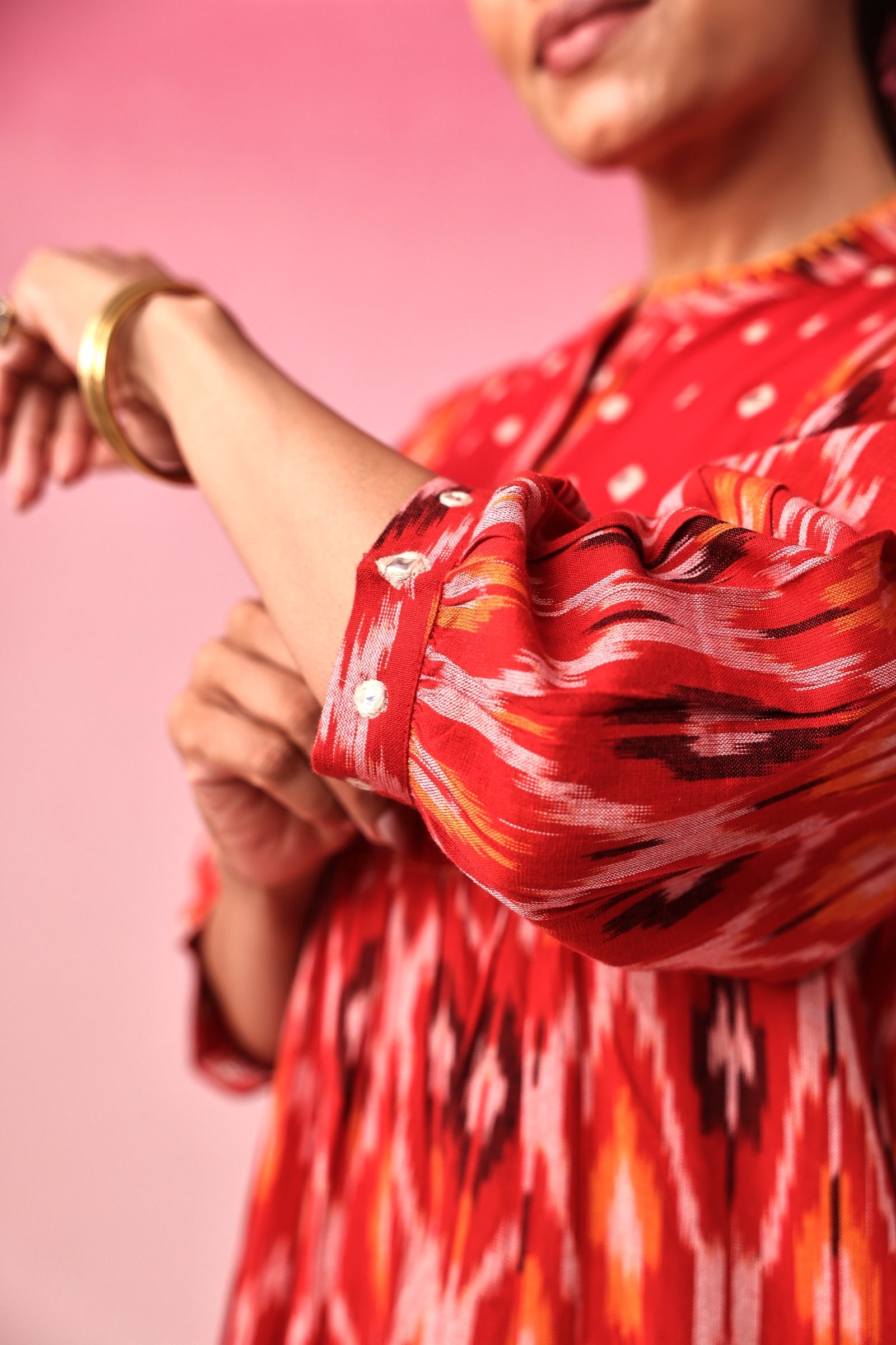 Bindu Ikkat Dress in Red by Lavira