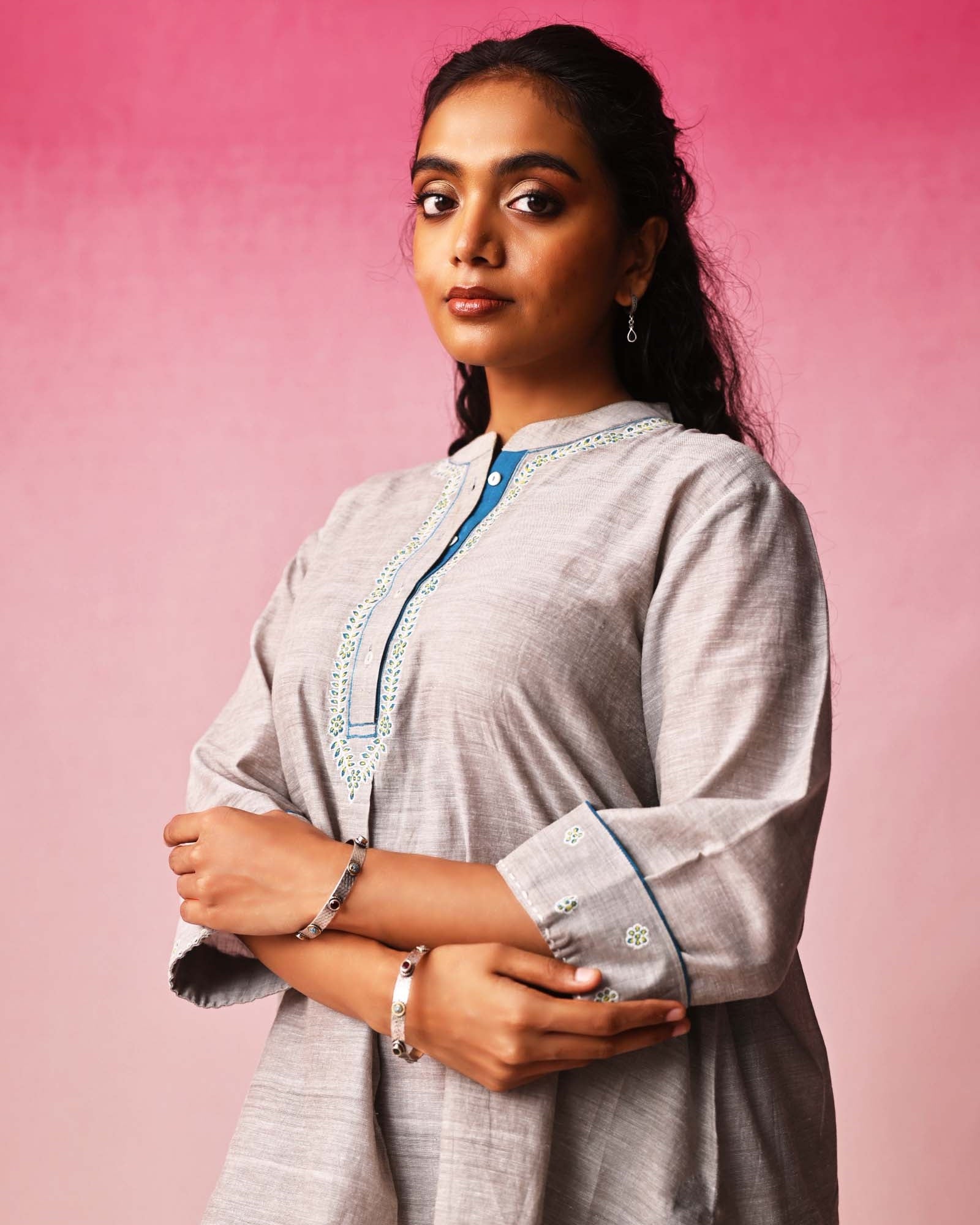 Dhara Mangalagiri Co-ord Set in Gray by Lavira