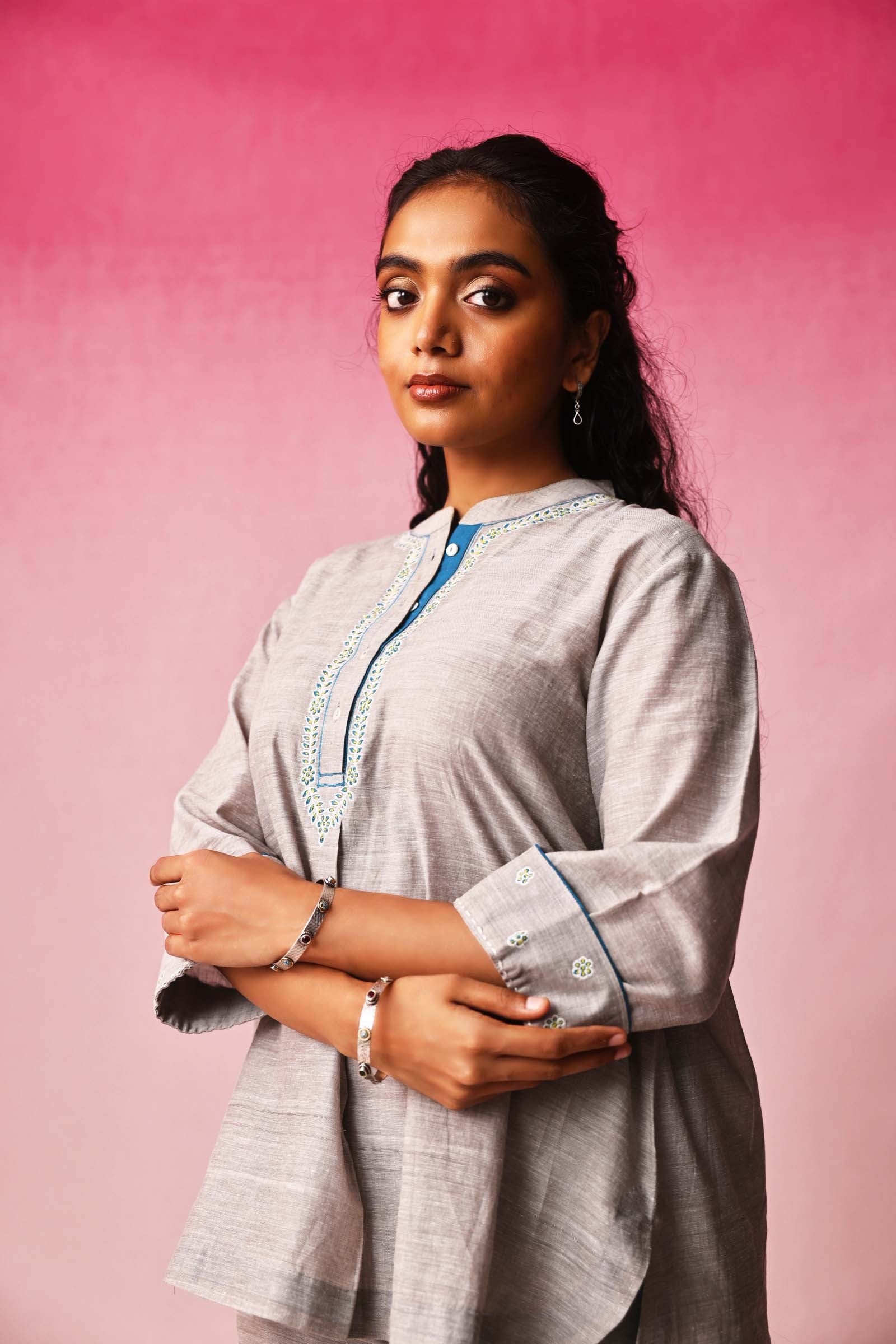 Dhara Mangalagiri Co-ord Set in Gray by Lavira