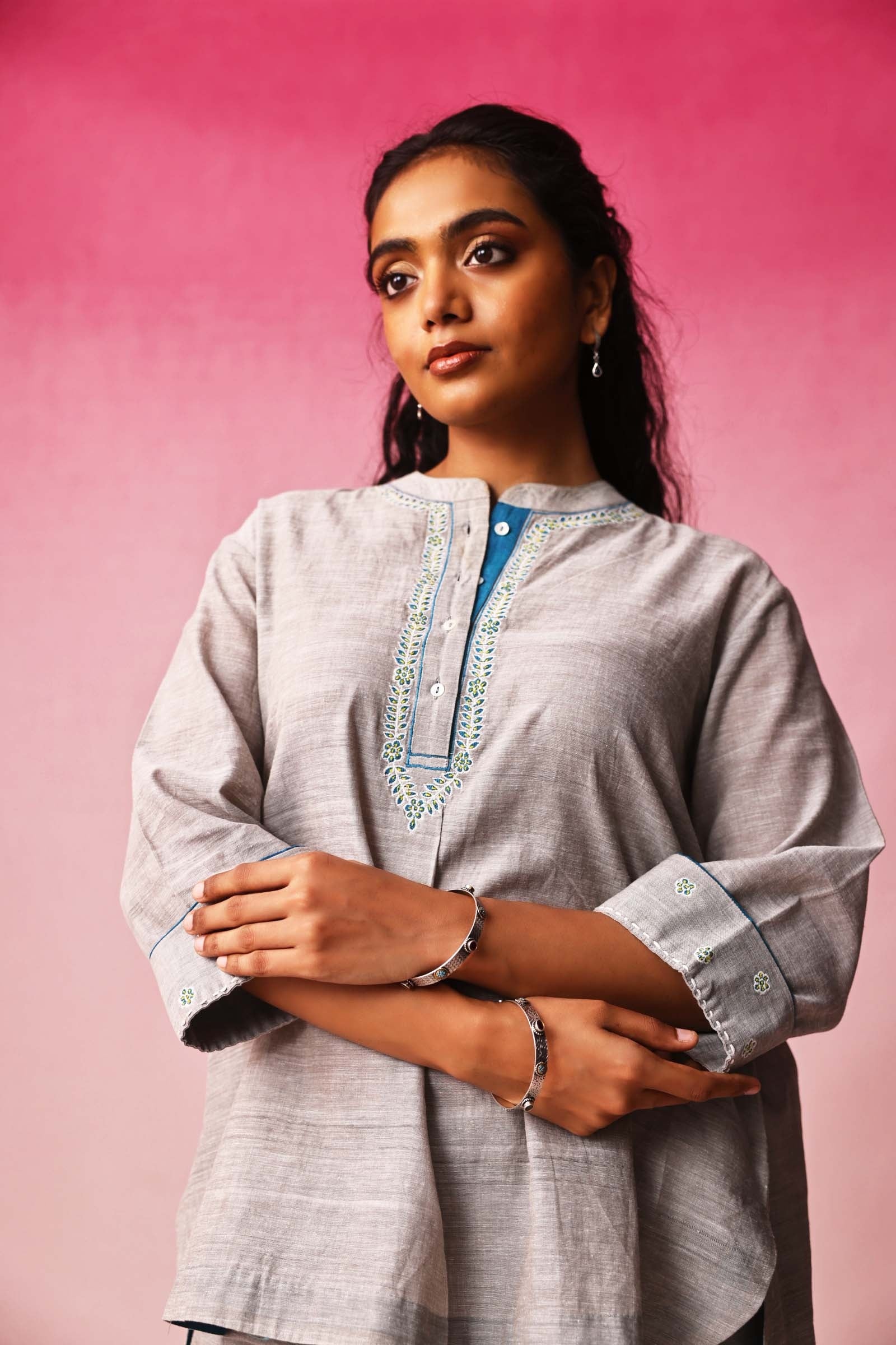 Dhara Mangalagiri Co-ord Set in Gray by Lavira