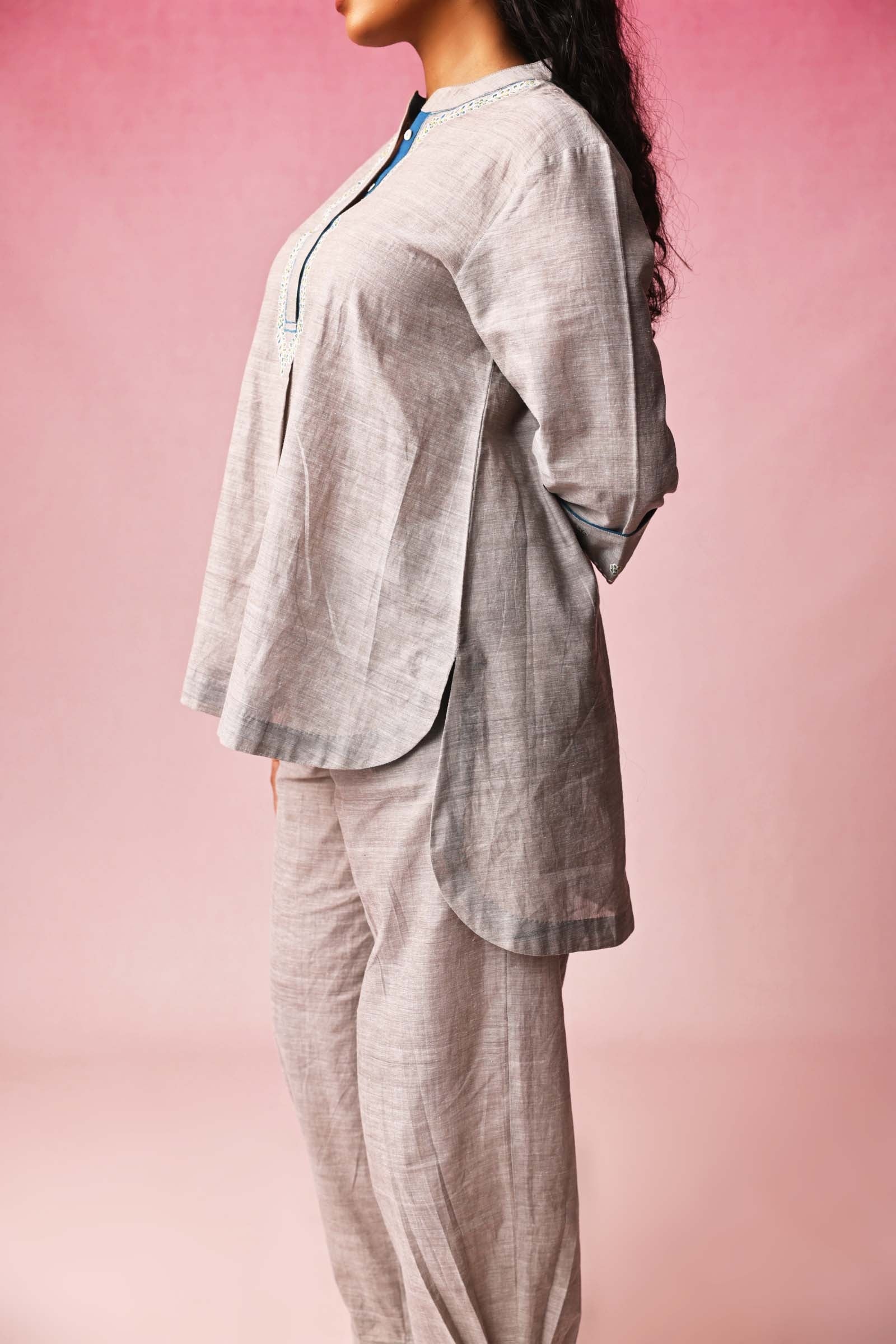 Dhara Mangalagiri Co-ord Set in Gray by Lavira