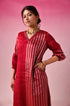 Lalita Zari Tissue Kurta Set in Red by Lavira