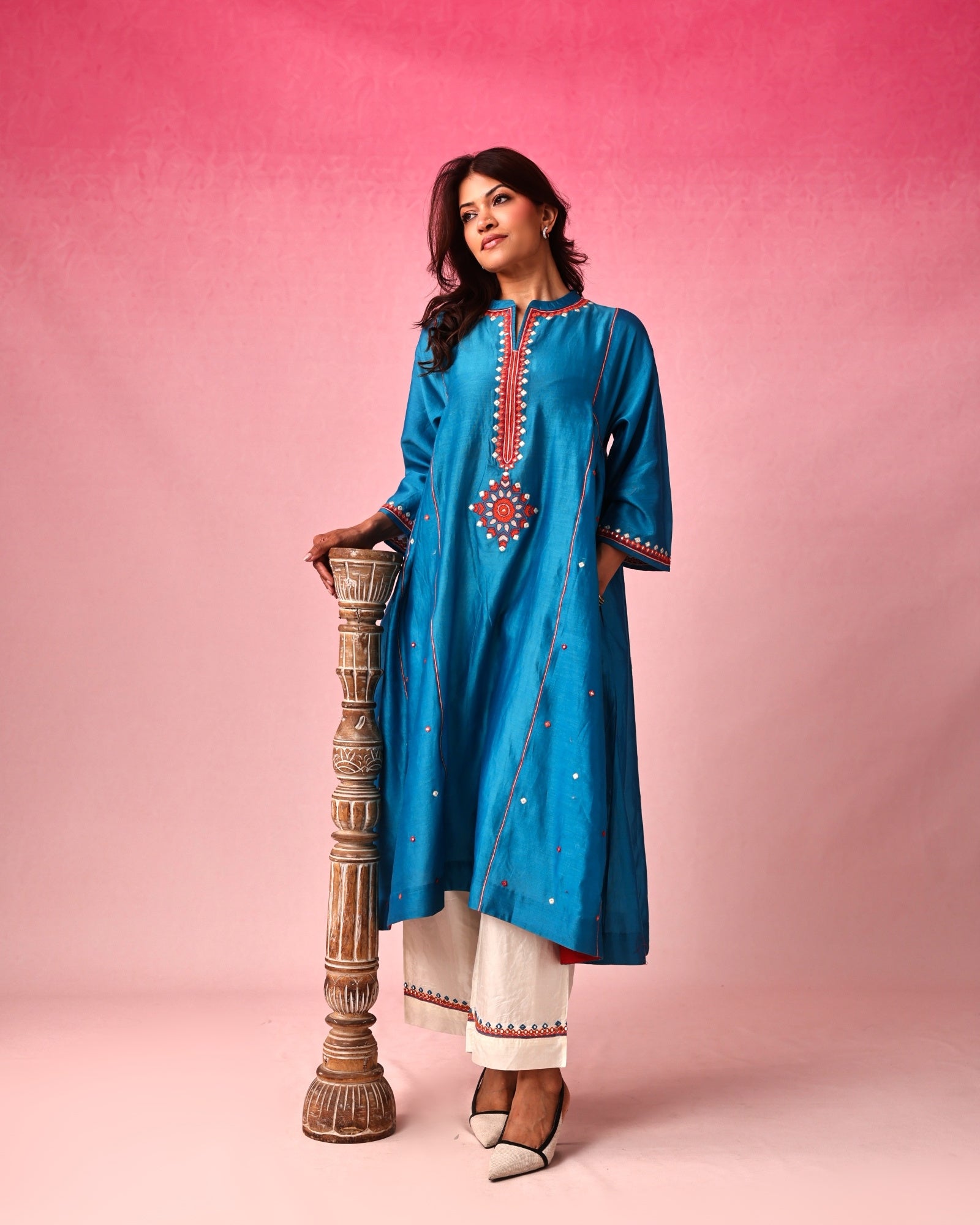 Mandala Chanderi Dress in Blue by Lavira