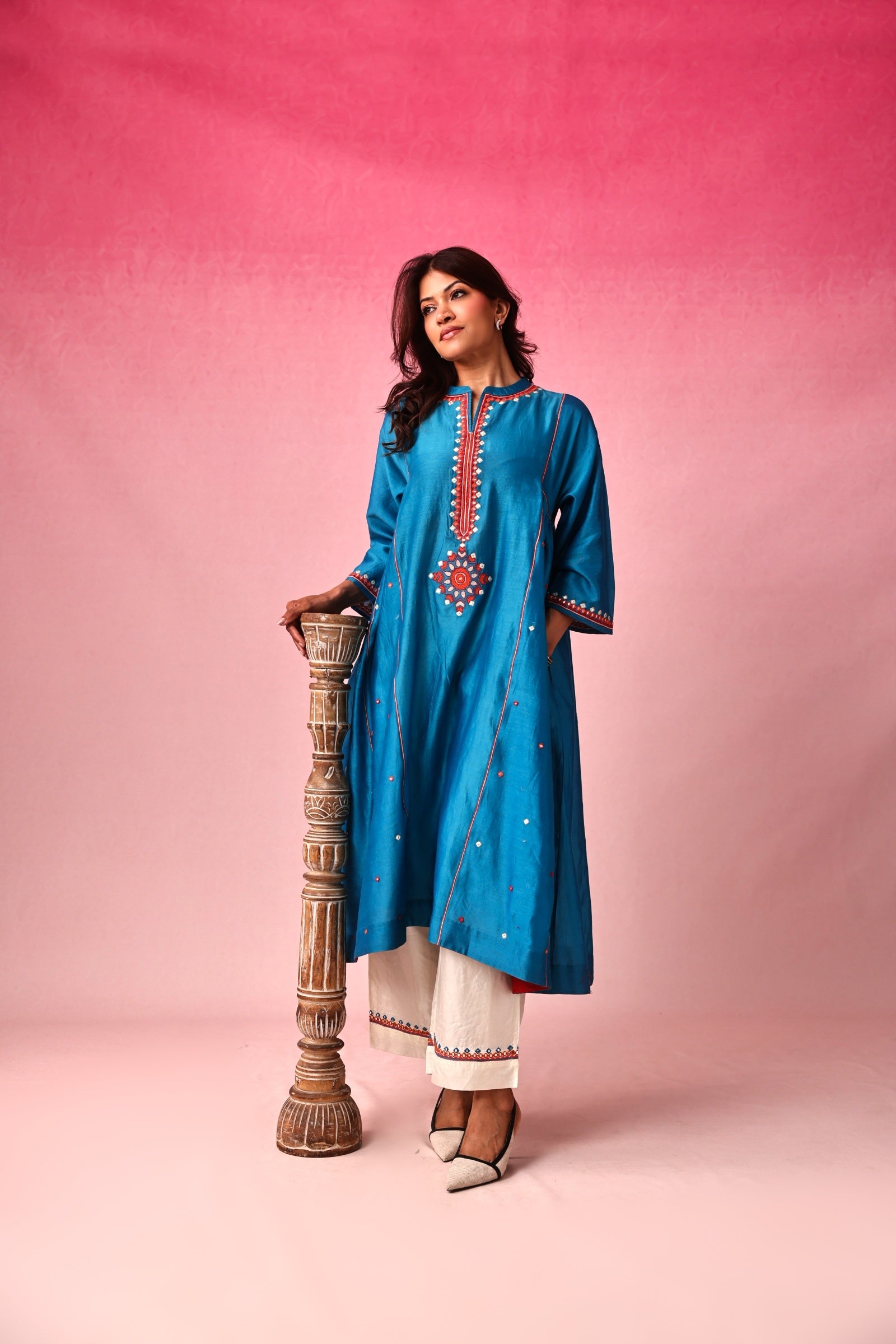 Mandala Chanderi Dress in Blue by Lavira