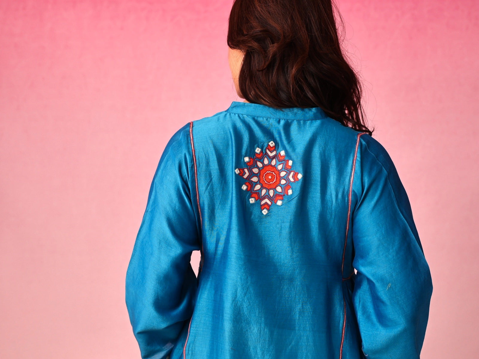 Mandala Chanderi Dress in Blue by Lavira
