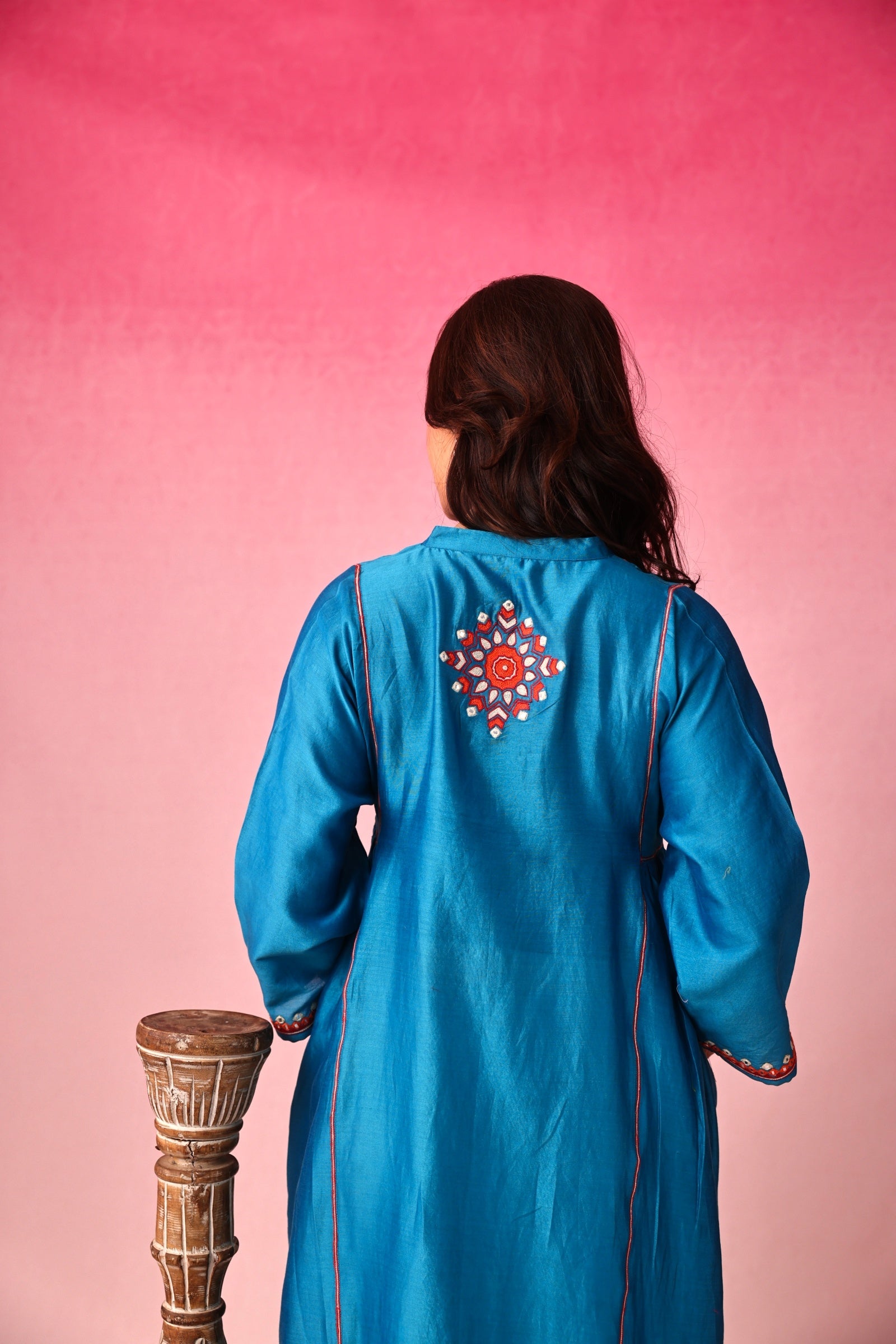 Mandala Chanderi Dress in Blue by Lavira