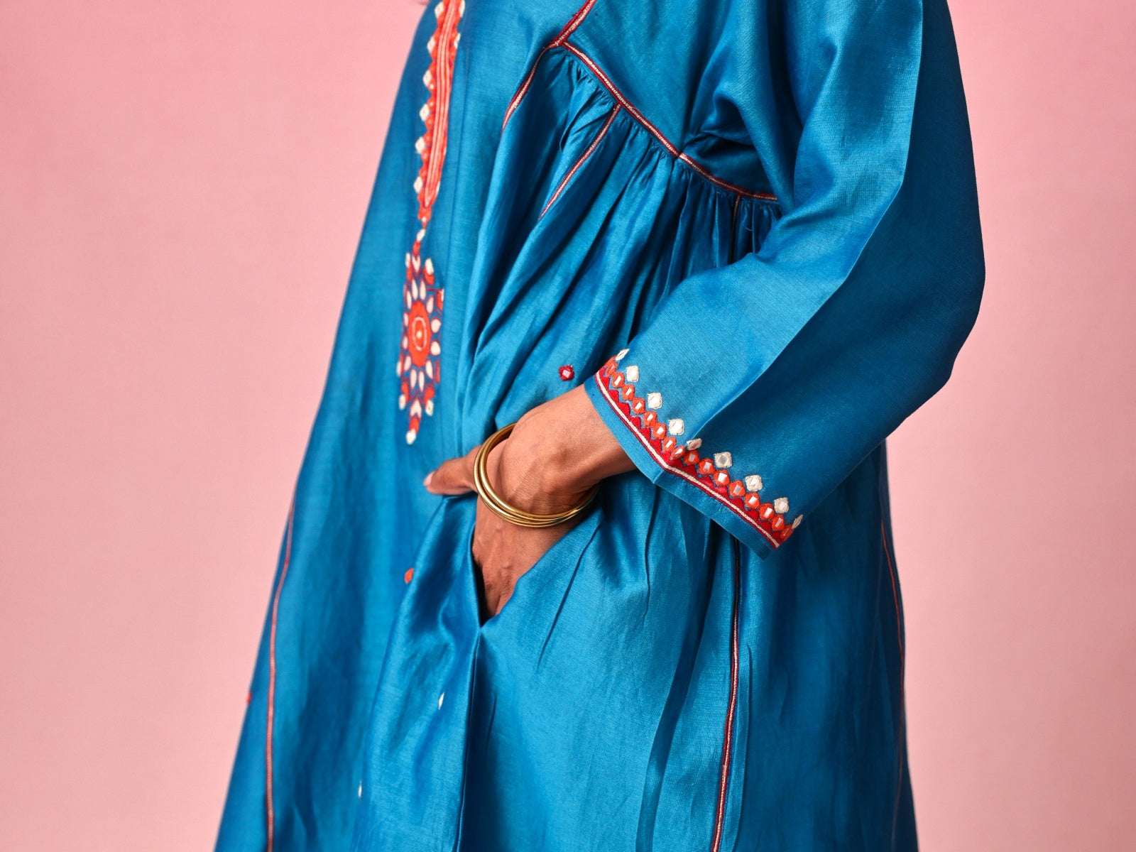 Mandala Chanderi Dress in Blue by Lavira