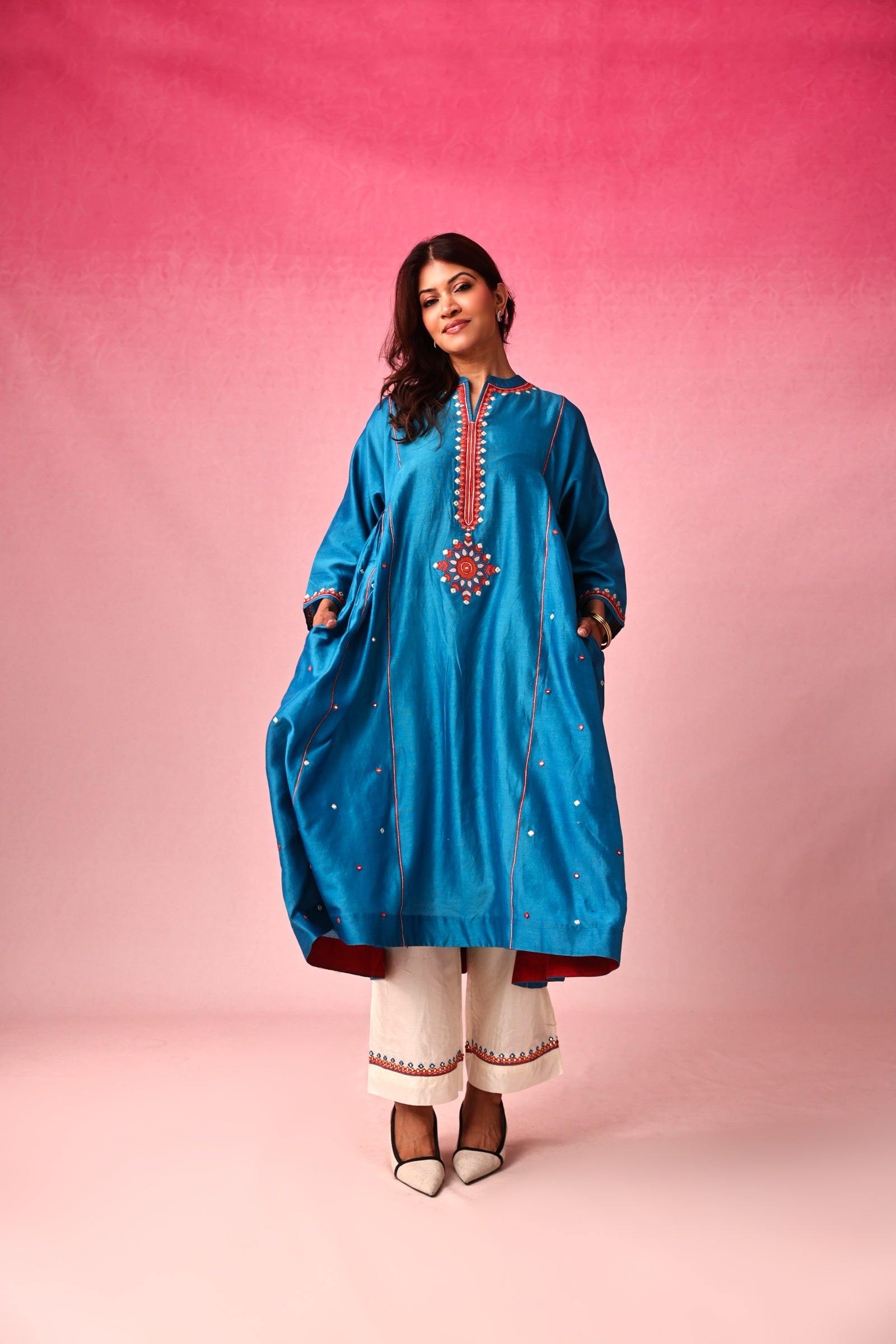 Mandala Chanderi Dress in Blue by Lavira