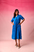 Manorama Cotton Dobby Dress in Blue by Lavira