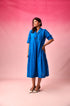 Manorama Cotton Dobby Dress in Blue by Lavira