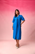 Manorama Cotton Dobby Dress in Blue by Lavira