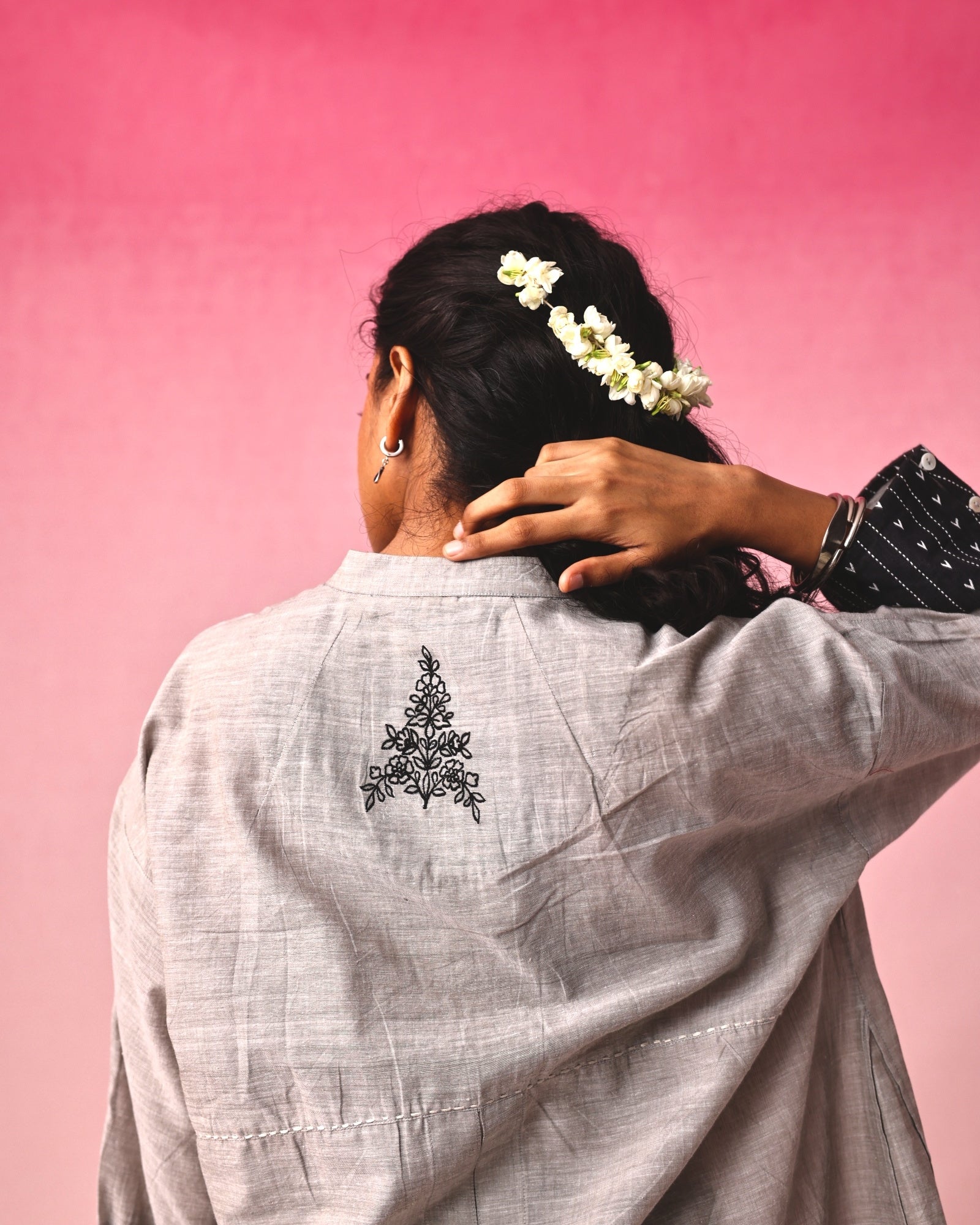 Mukuta Mangalagiri Top in Gray by Lavira