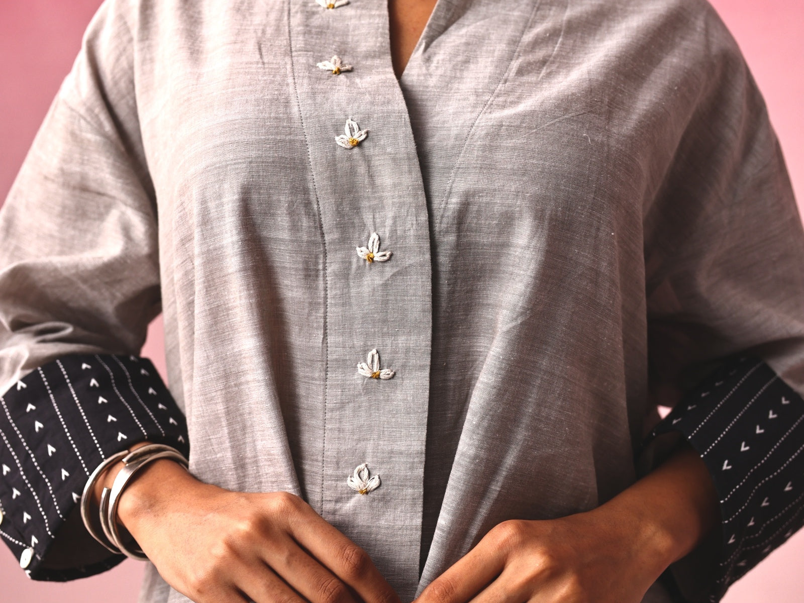 Mukuta Mangalagiri Top in Gray by Lavira