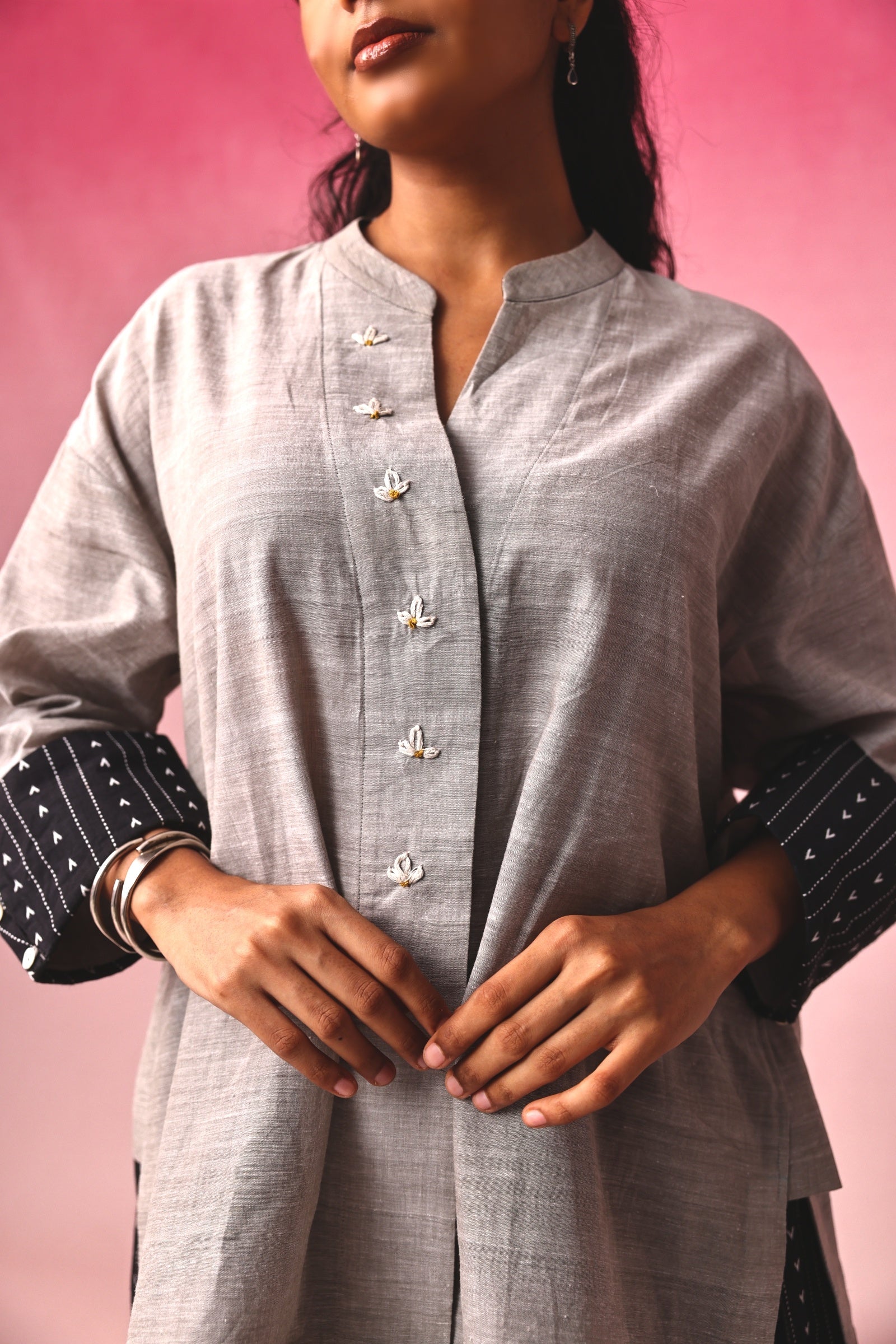 Mukuta Mangalagiri Top in Gray by Lavira