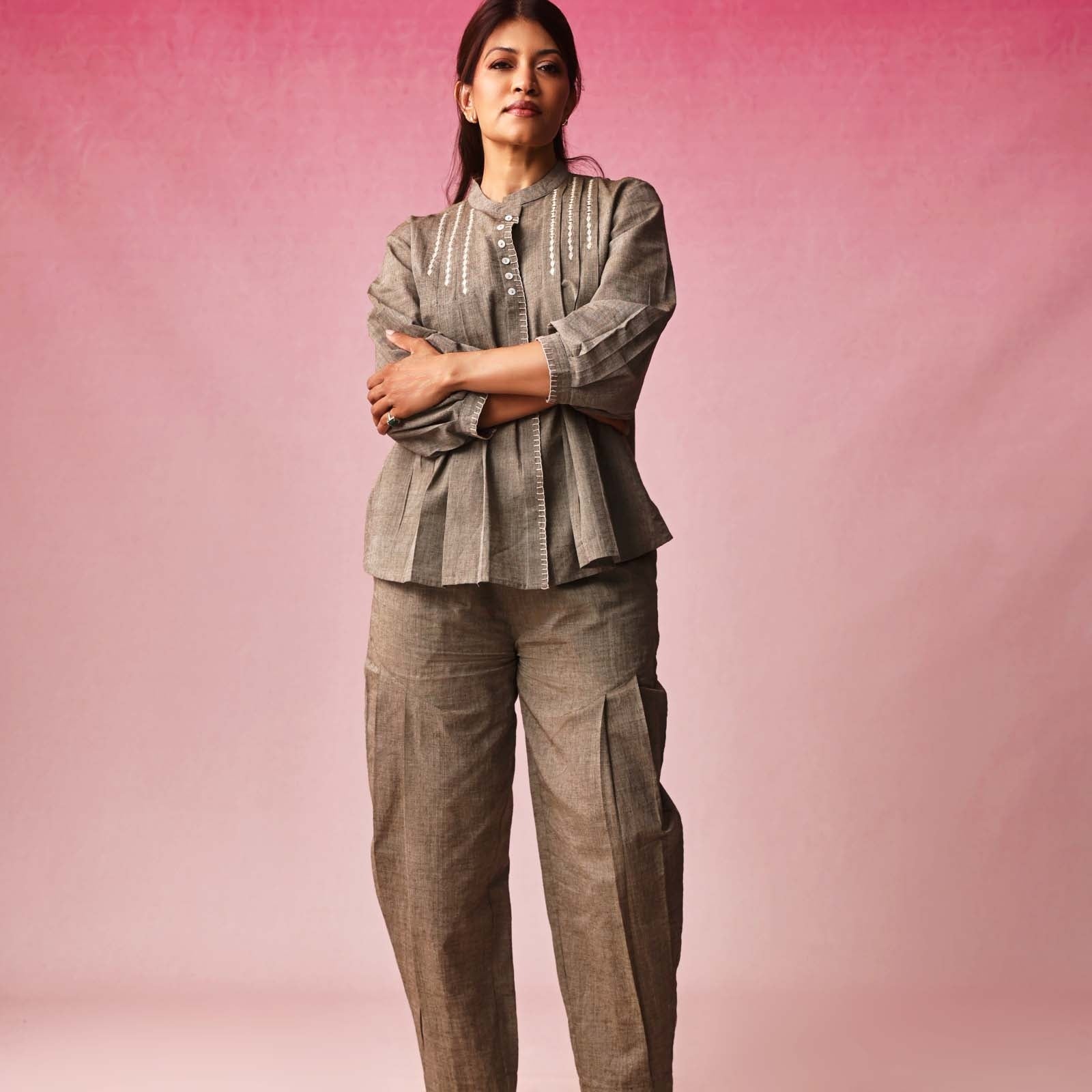 Parna & Trina Mangalgiri Co-ord Set in Green by Lavira