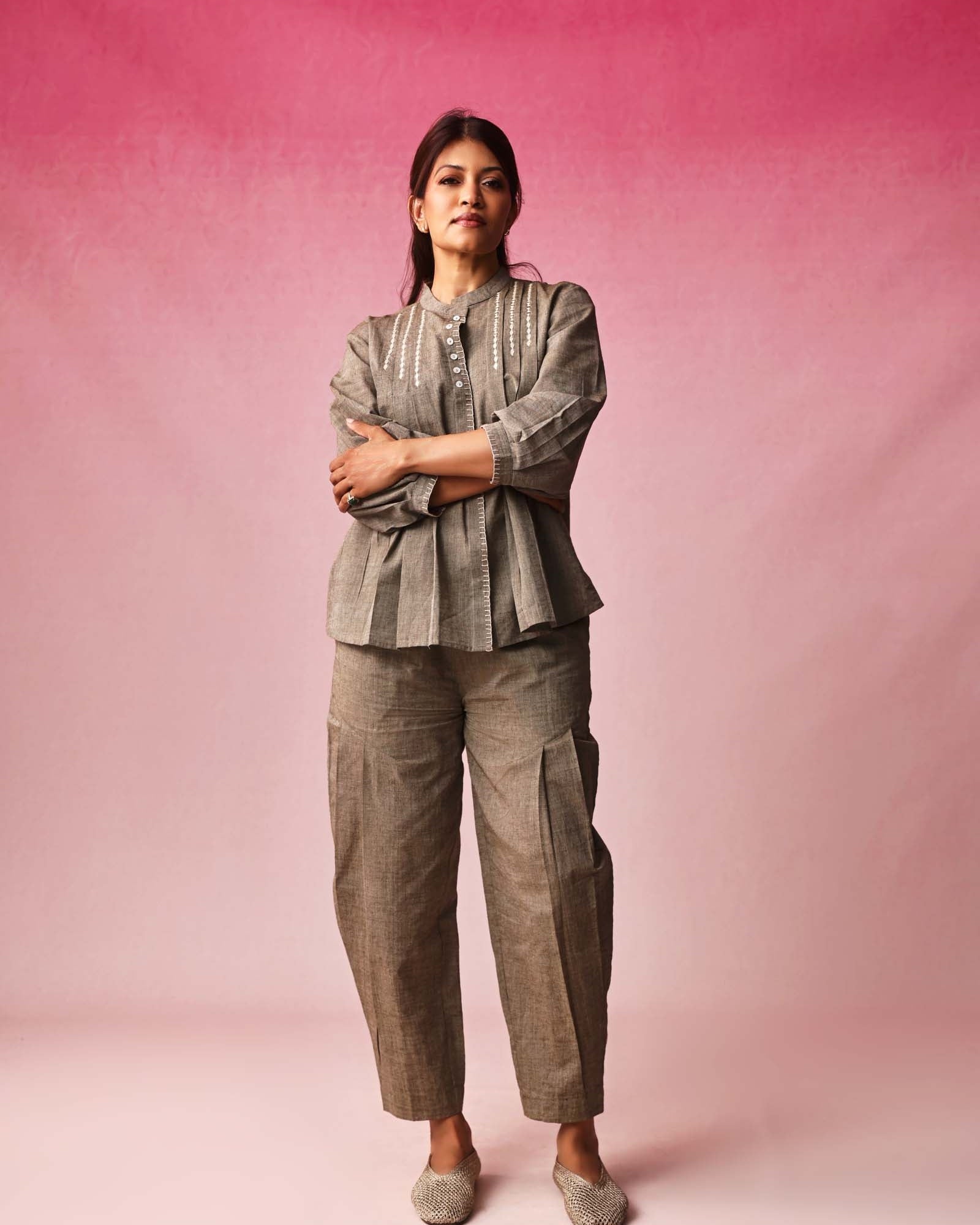 Parna & Trina Mangalgiri Co-ord Set in Green by Lavira