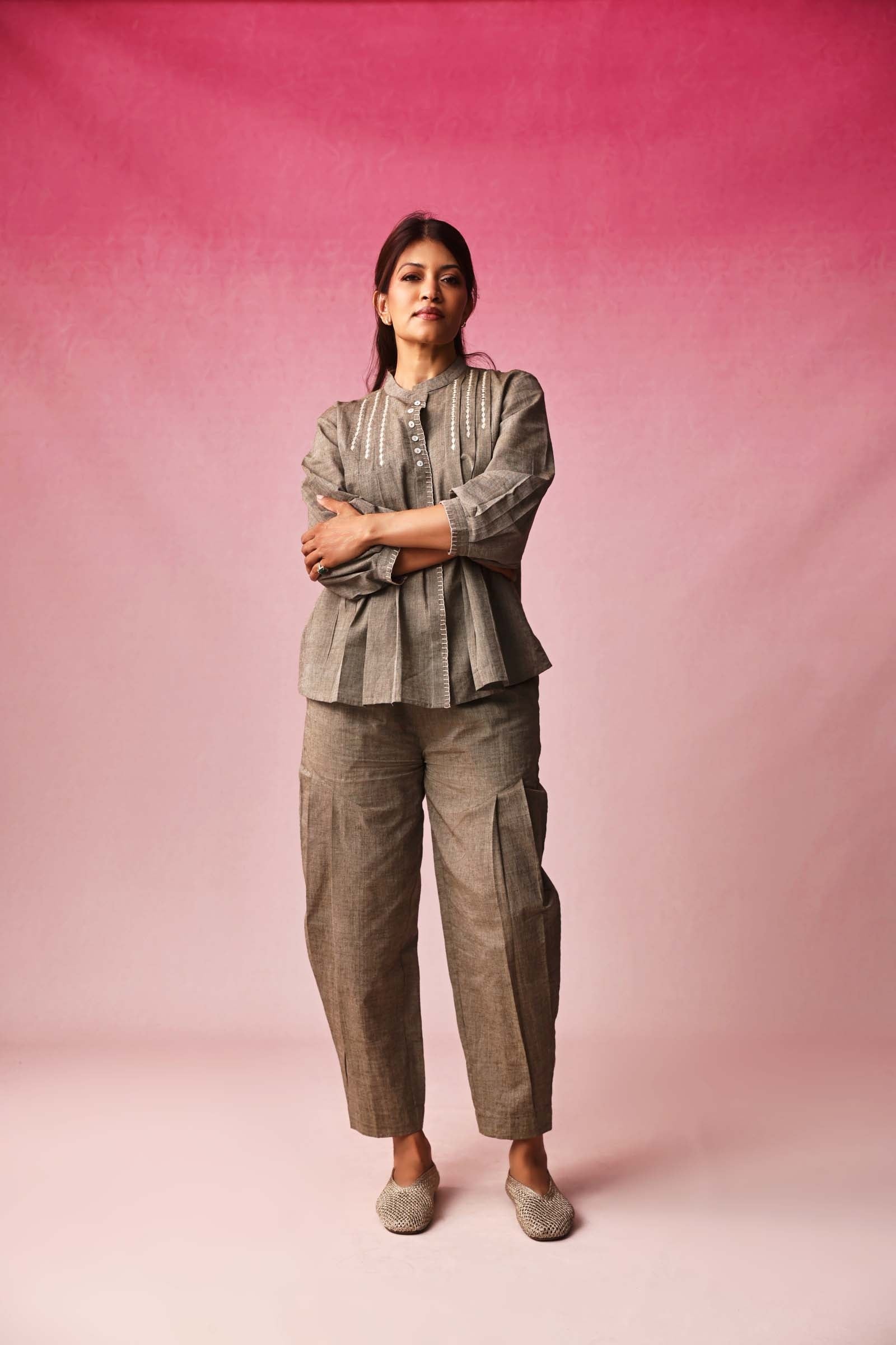 Parna & Trina Mangalgiri Co-ord Set in Green by Lavira
