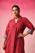 Shringara Cotton Dobby Dress in Red by Lavira