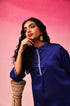 Usha Chanderi Kurta Set in Blue by Lavira
