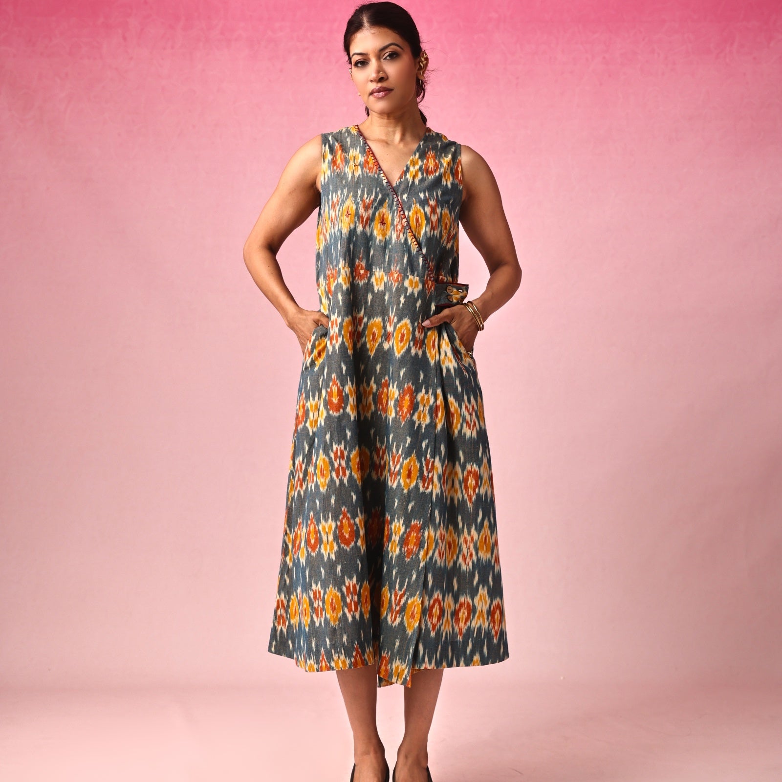 Vasundhara Ikkat Dress in Multicolor by Lavira