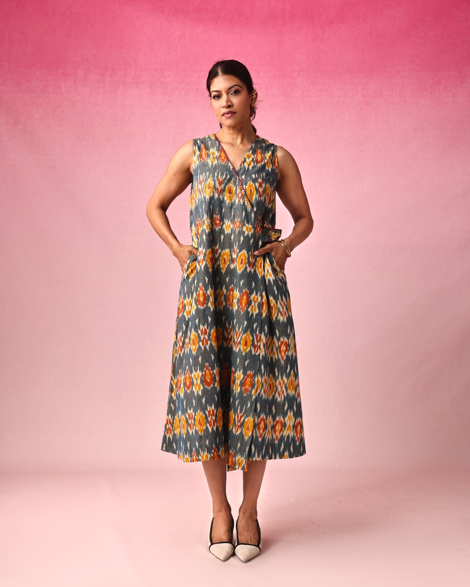 Vasundhara Ikkat Dress in Multicolor by Lavira
