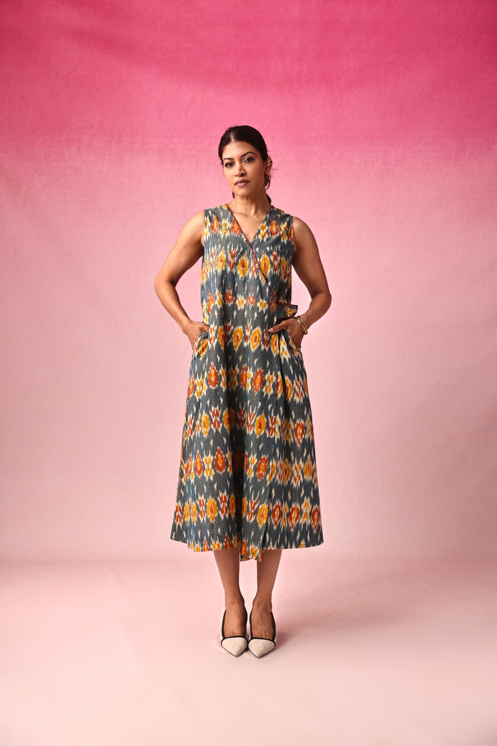 Vasundhara Ikkat Dress in Multicolor by Lavira